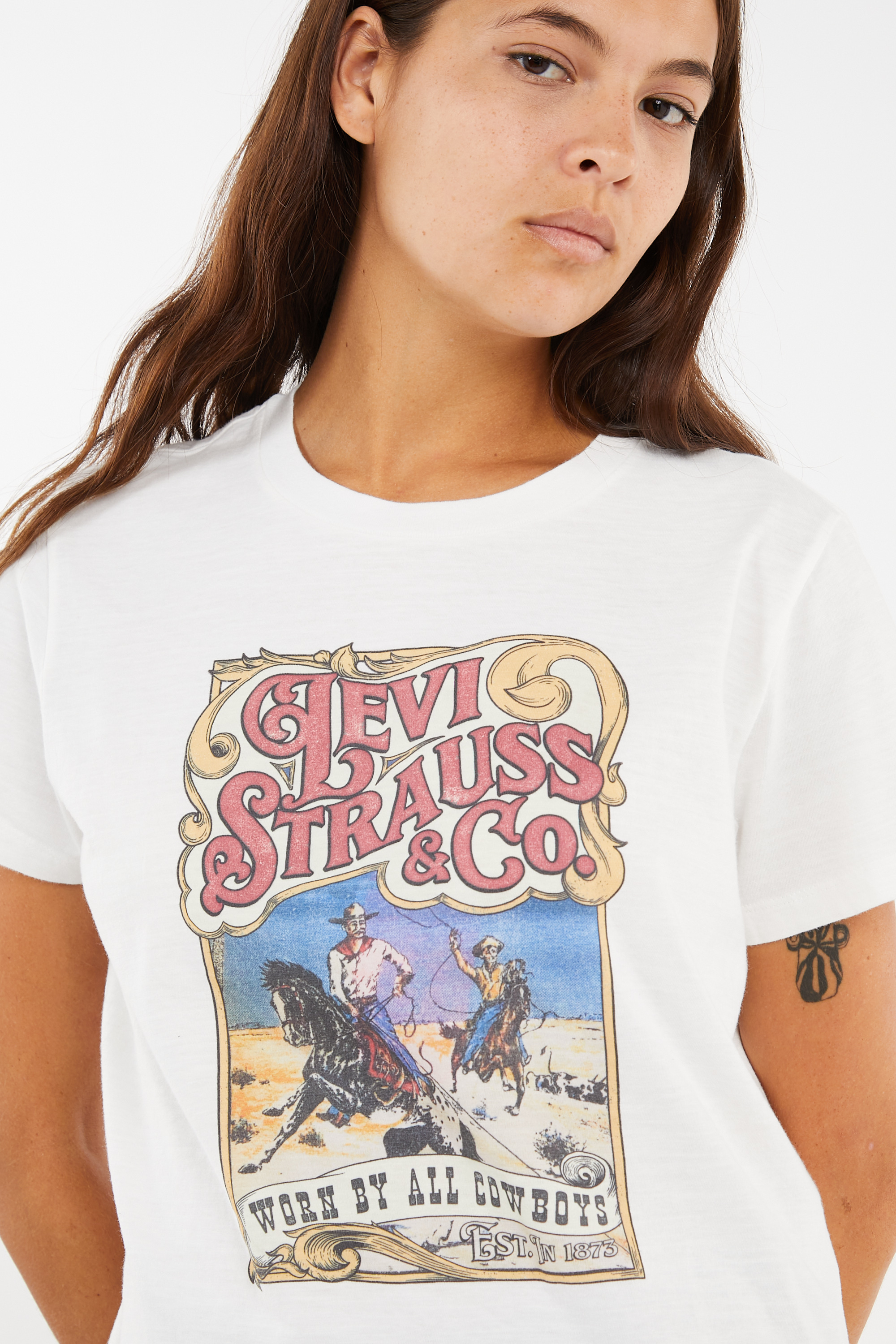 Regular-fit round-neck cotton T-shirt Beige