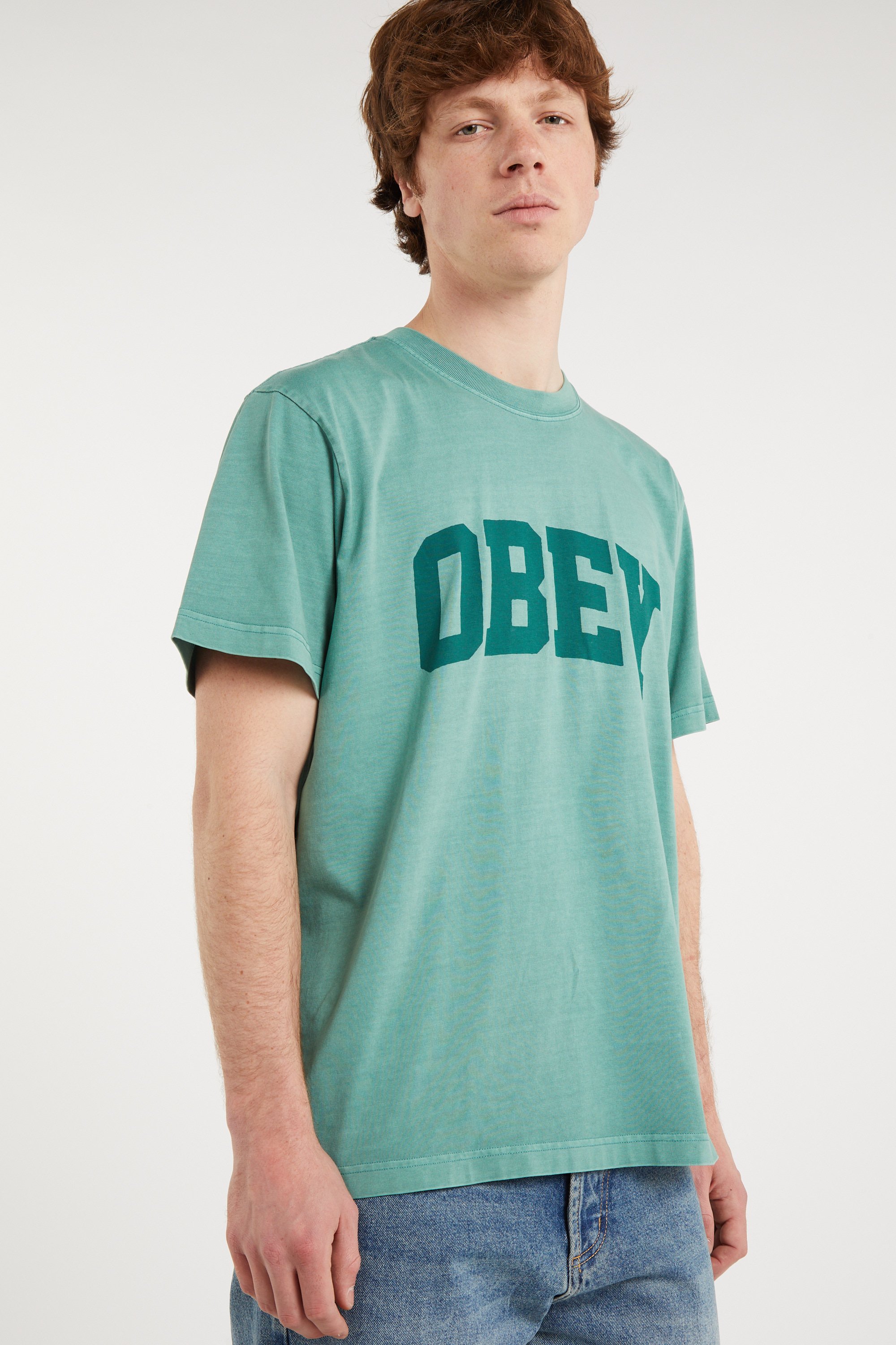 Regular-fit round-neck cotton T-shirt | Green OBEY Men