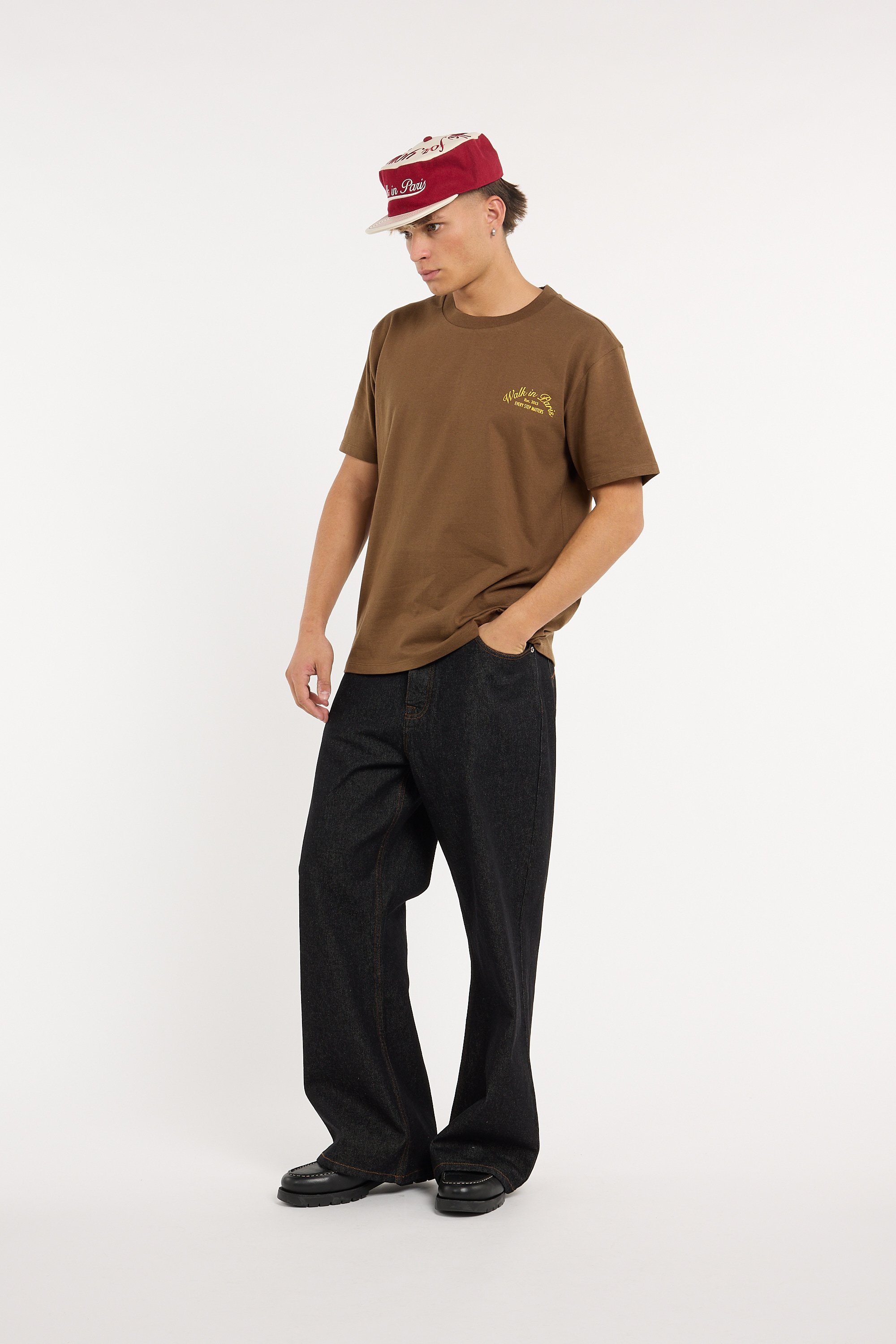 Regular-fit round-neck cotton T-shirt WALK IN PARIS Brown