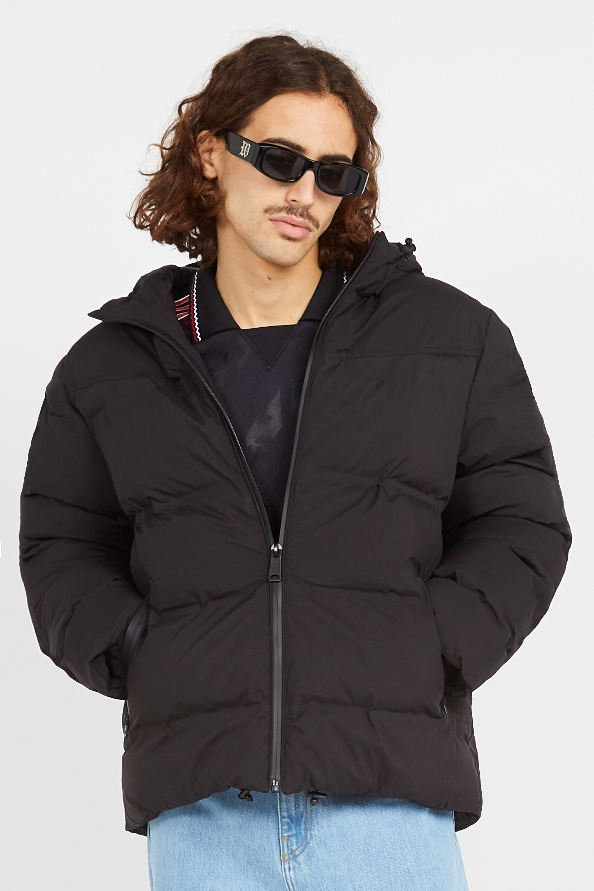 Lightweight quilted padded jacket with high neck Black