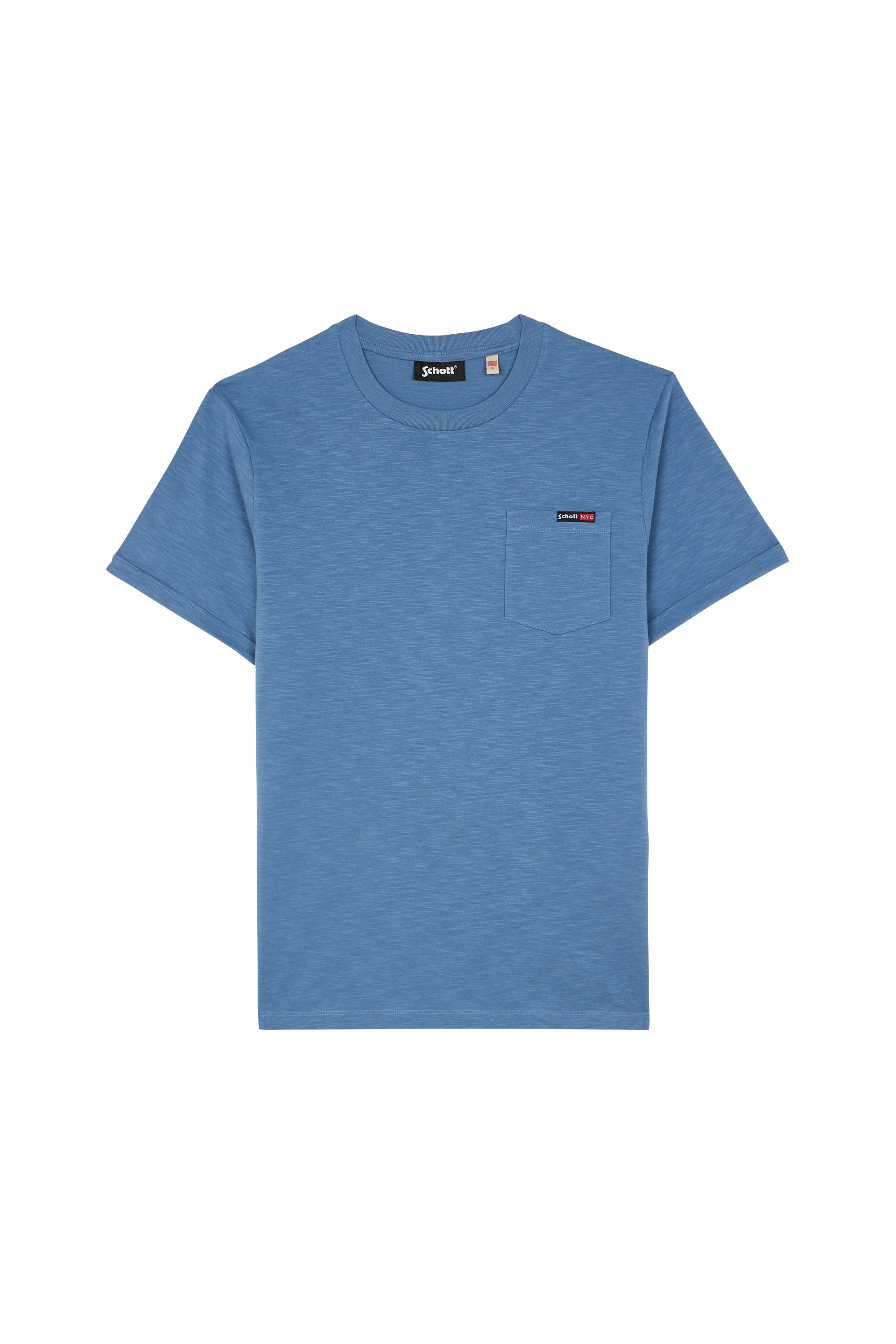 Regular-fit round-neck cotton T-shirt Blue