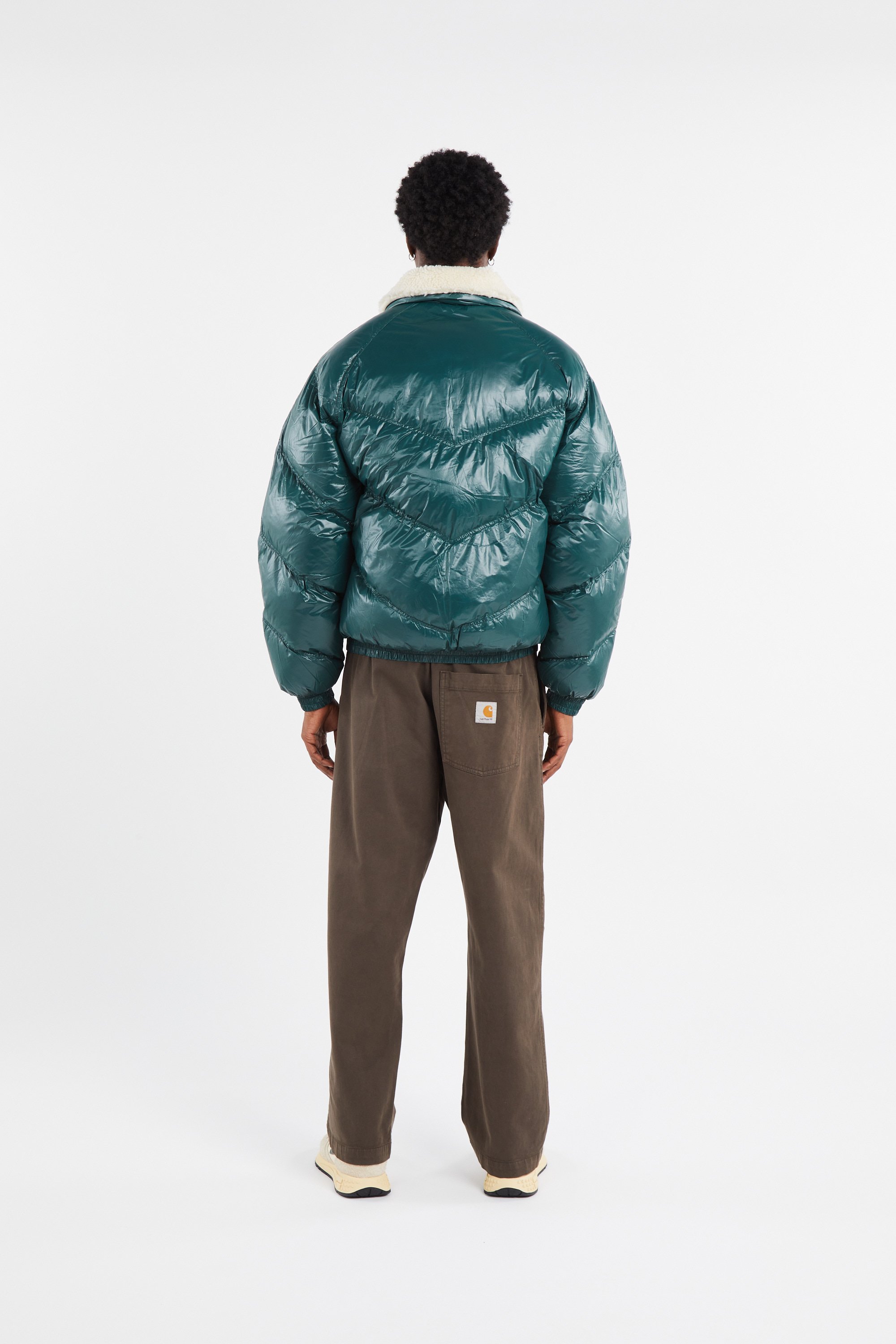 Lightweight quilted padded jacket with high neck Green