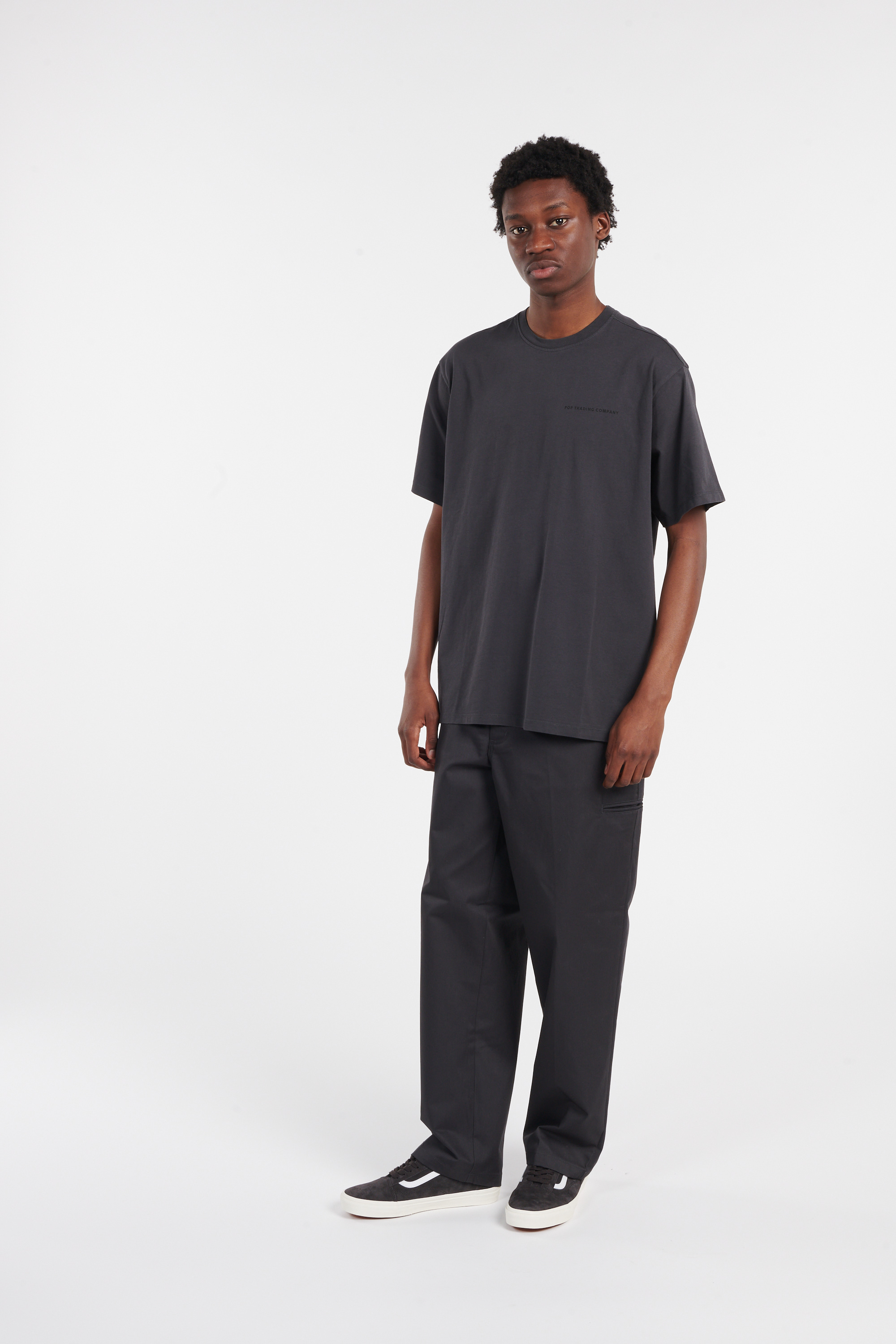 Regular-fit round-neck cotton T-shirt Black
