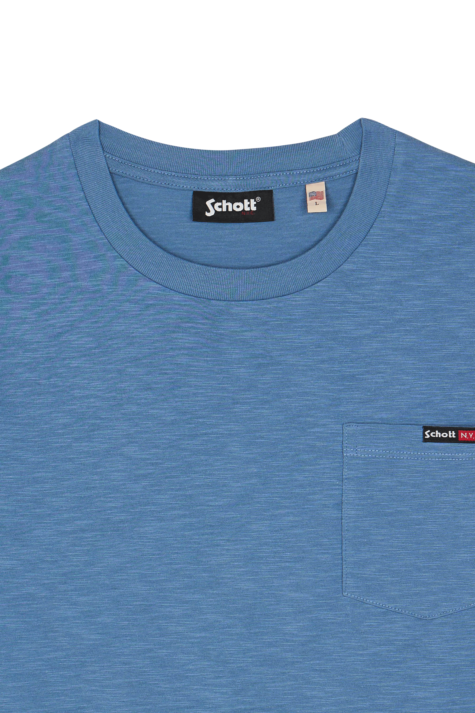 Regular-fit round-neck cotton T-shirt Blue