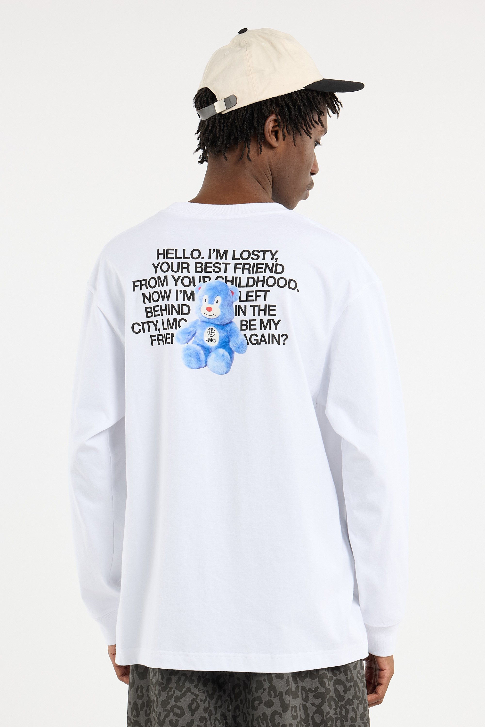 Regular-fit round-neck cotton T-shirt | White LOST MANAGEMENT CITIES Men