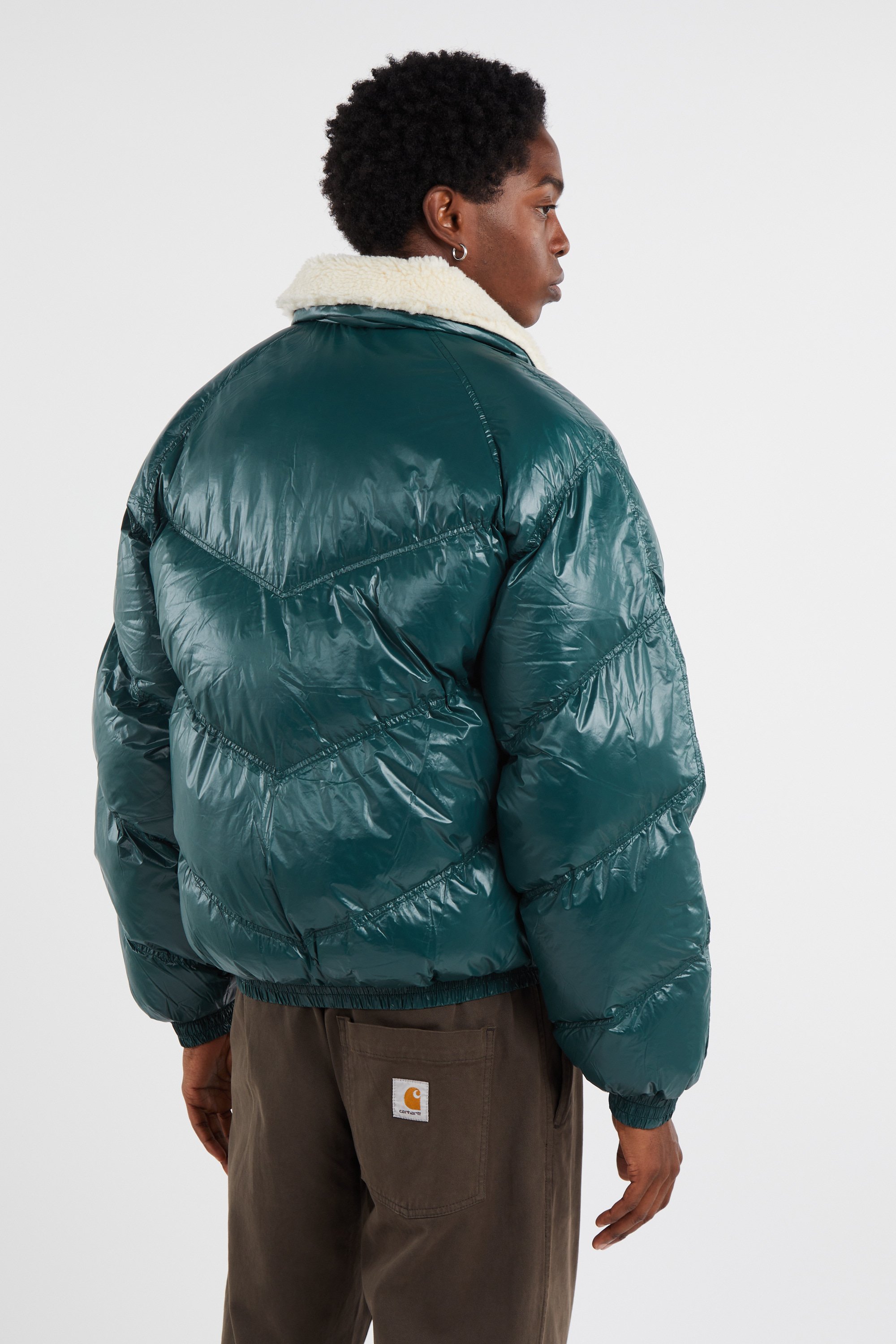 Lightweight quilted padded jacket with high neck Green