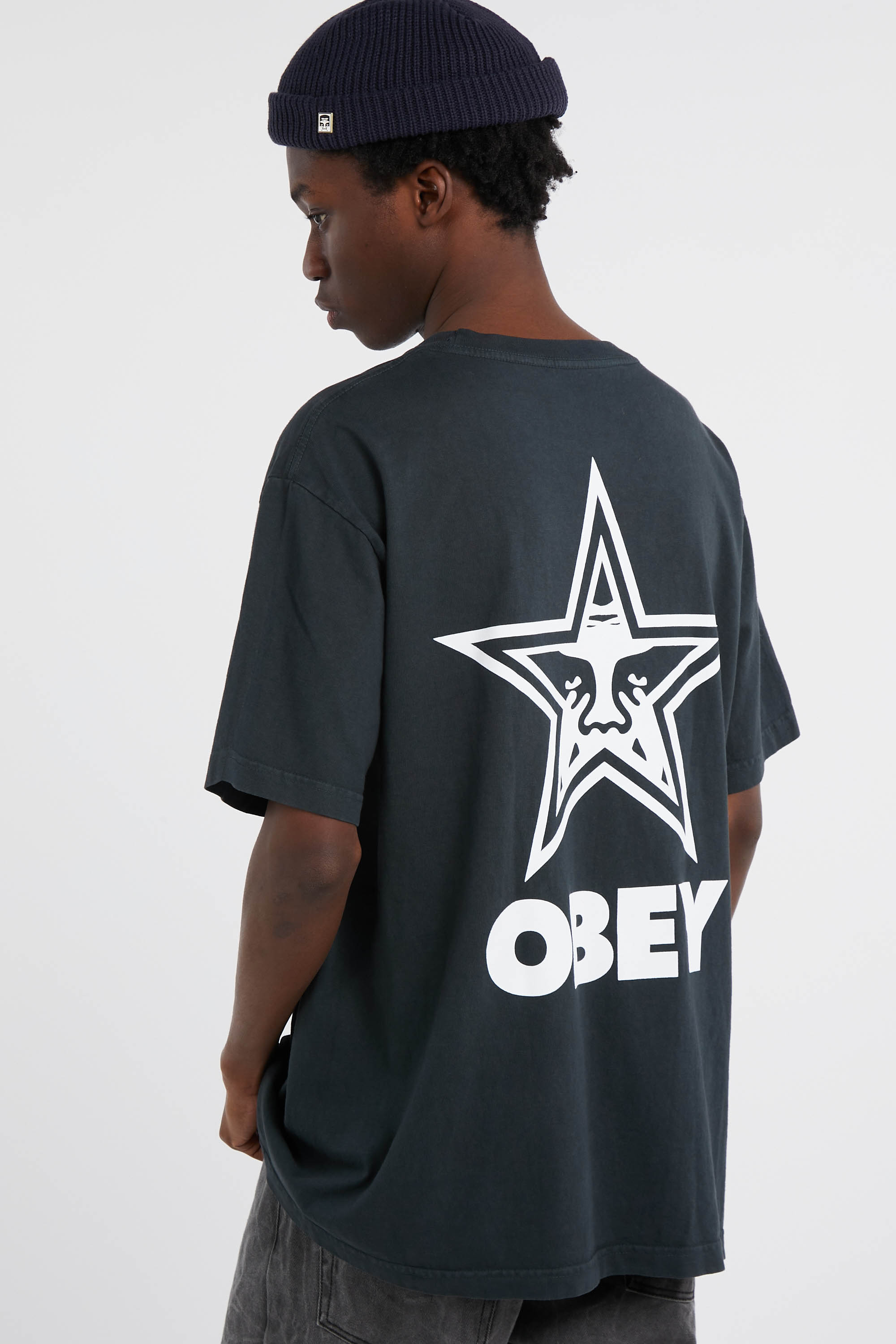 Regular-fit round-neck cotton T-shirt Black