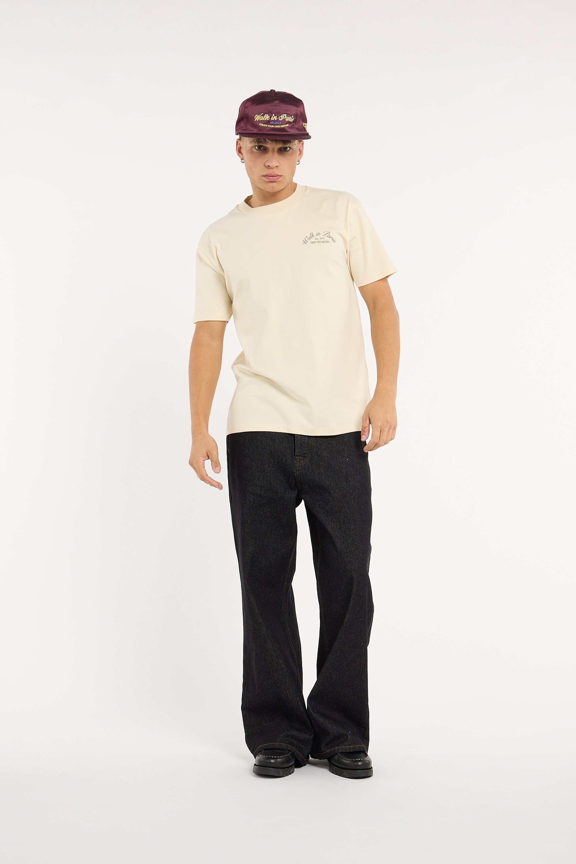 Regular-fit round-neck cotton T-shirt WALK IN PARIS Beige