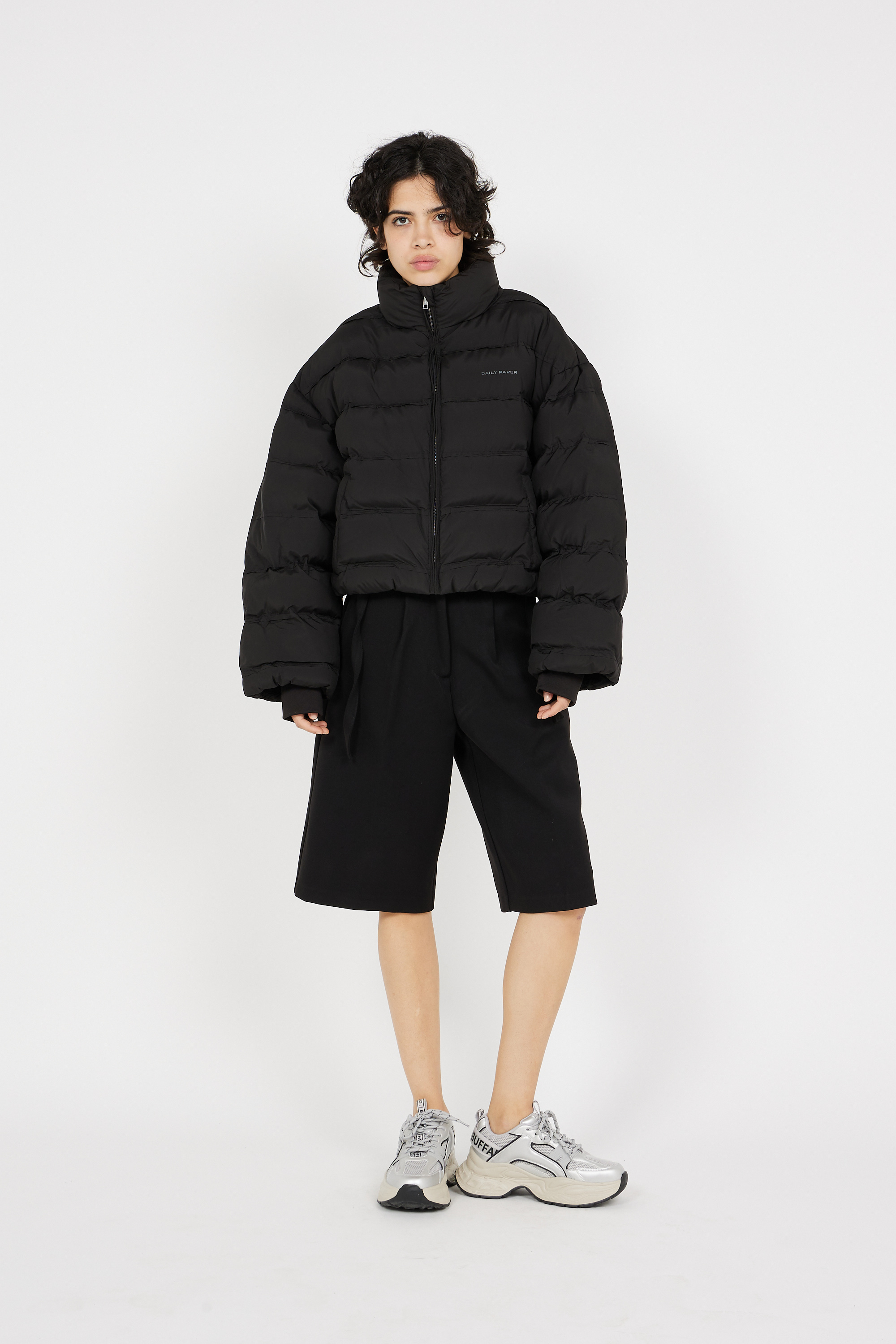 Lightweight quilted padded jacket with high neck Black