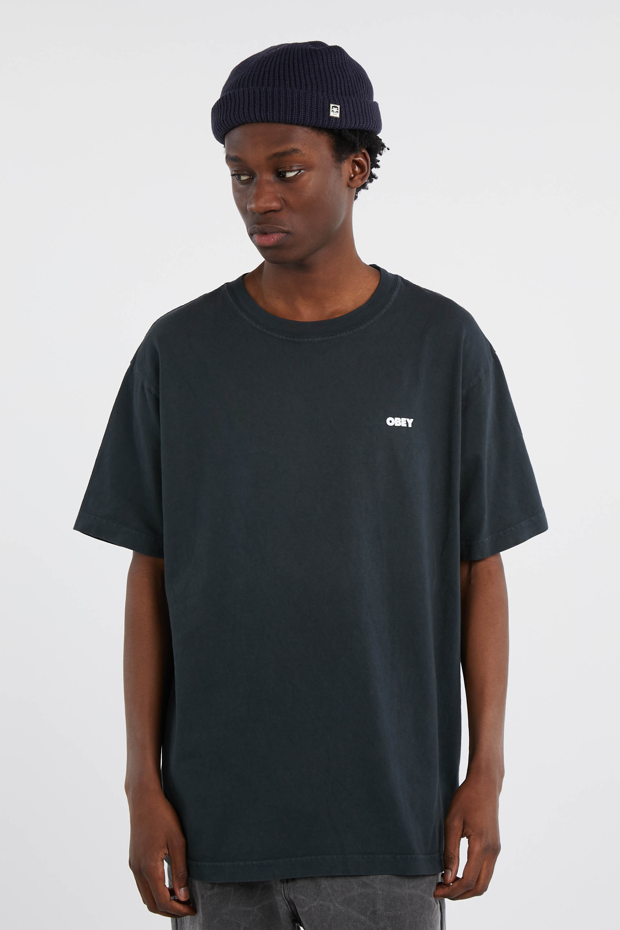 Regular-fit round-neck cotton T-shirt Black