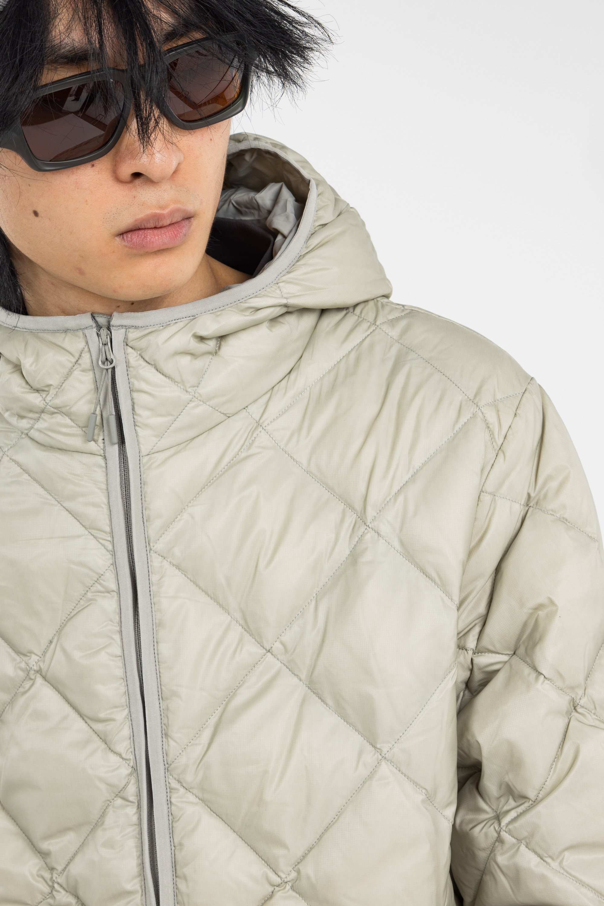 Lightweight quilted padded jacket with high neck Beige