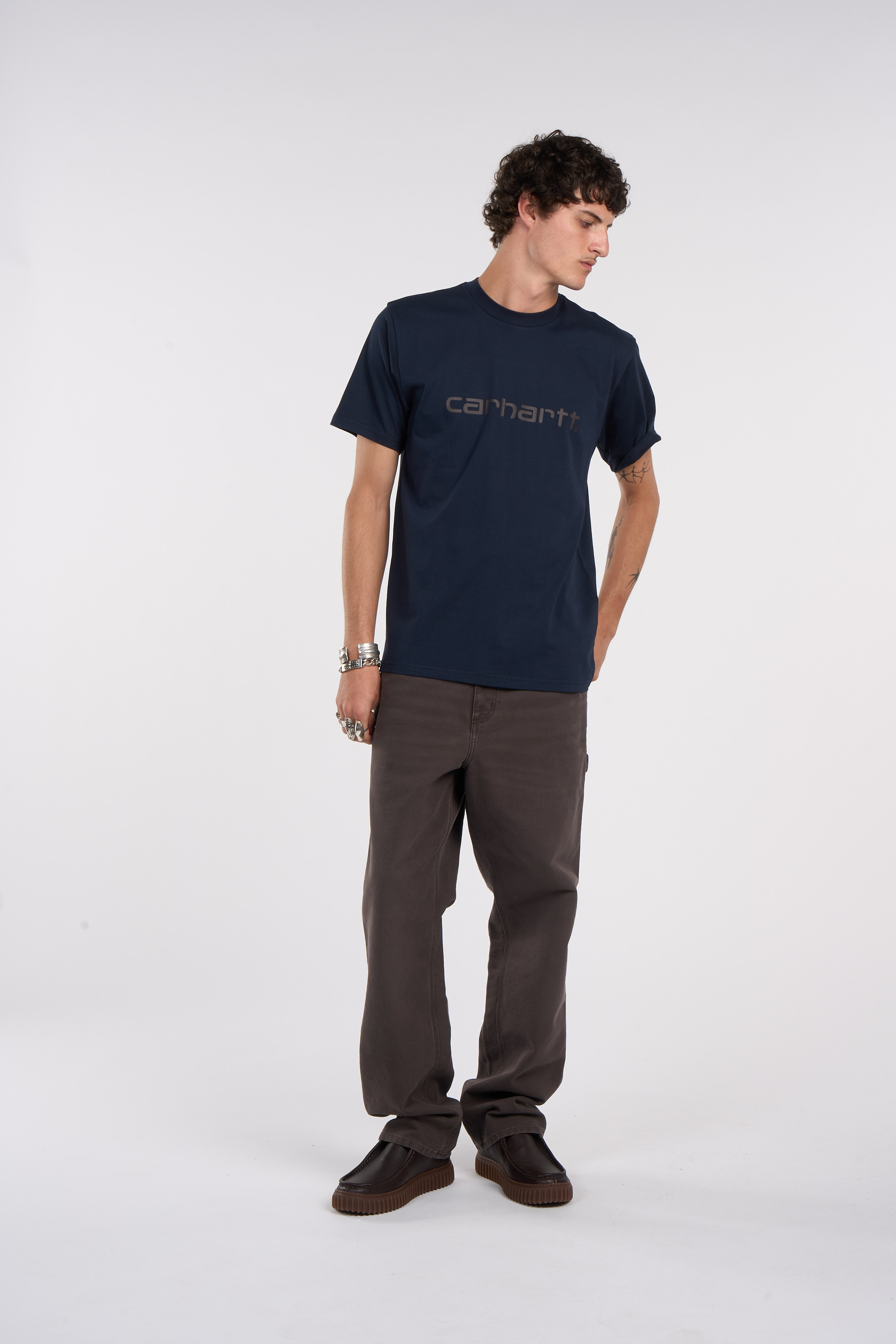 Regular-fit round-neck cotton T-shirt Blue