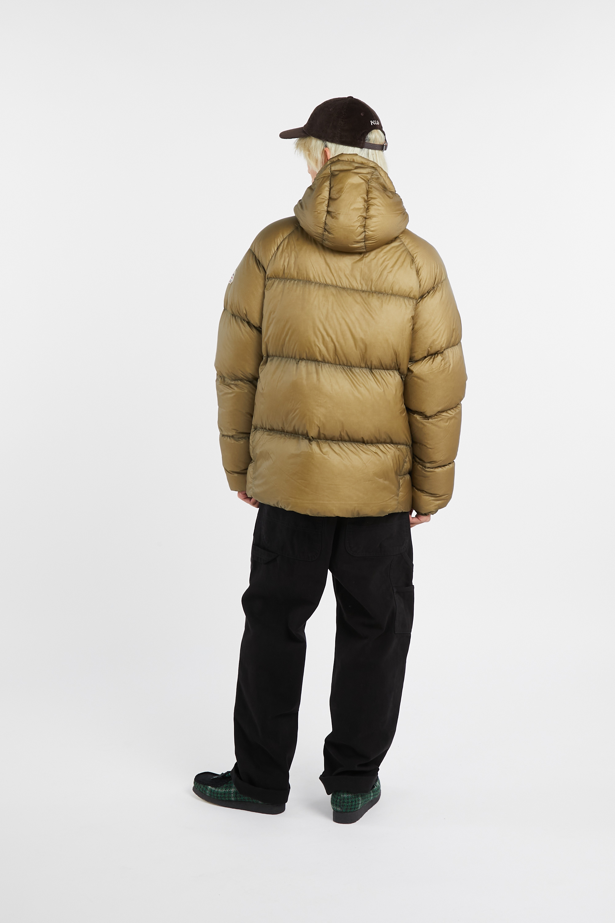 Lightweight quilted padded jacket with high neck Beige