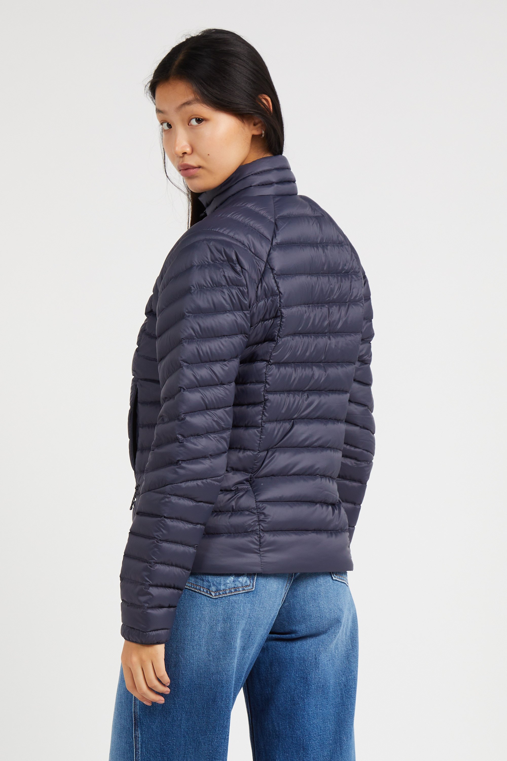 Lightweight quilted padded jacket with high neck Blue
