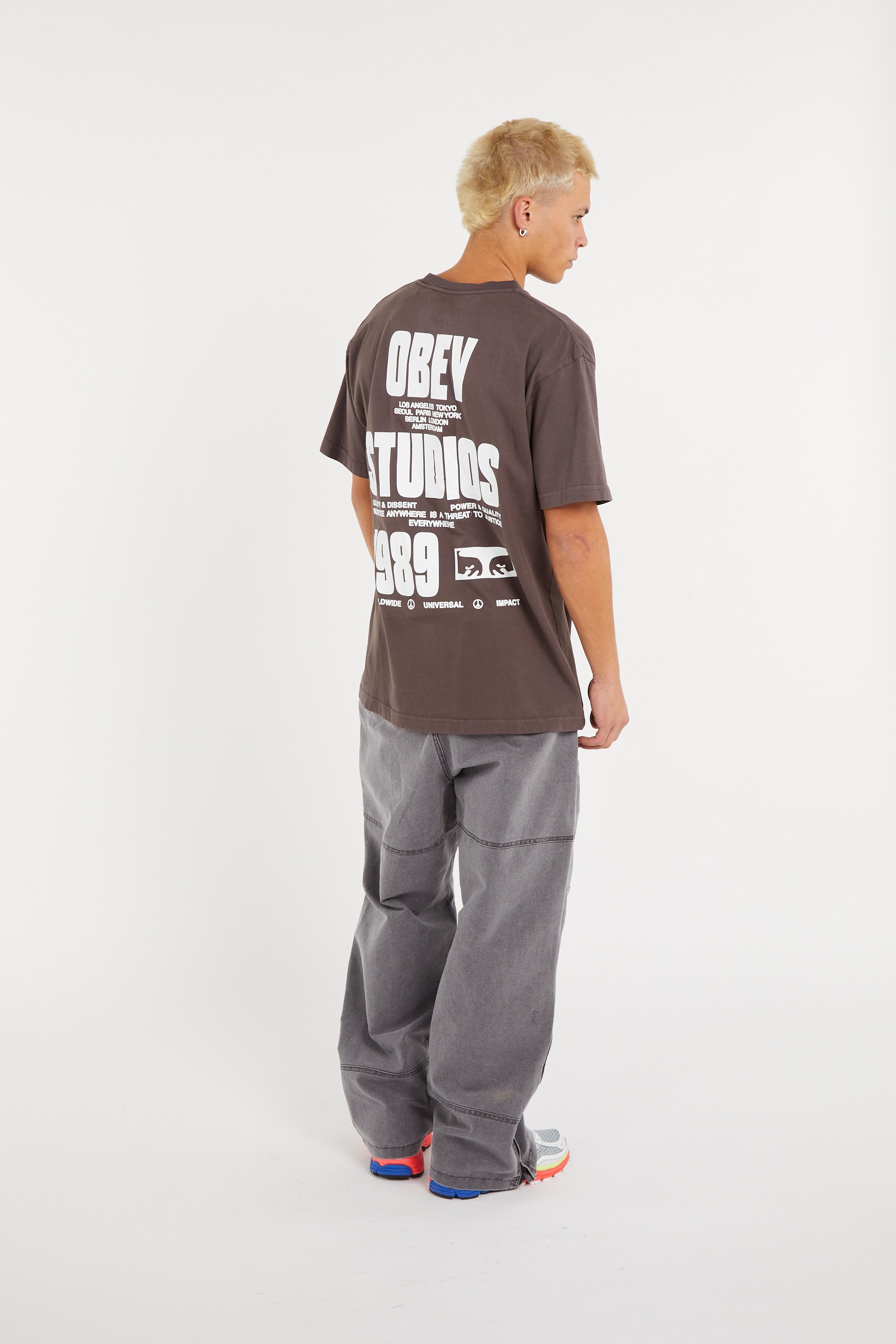 Regular-fit round-neck cotton T-shirt | Black OBEY Men
