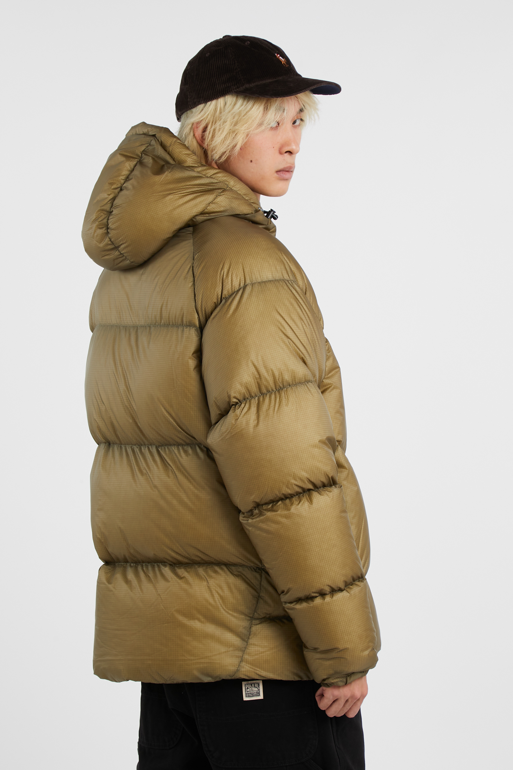 Lightweight quilted padded jacket with high neck Beige