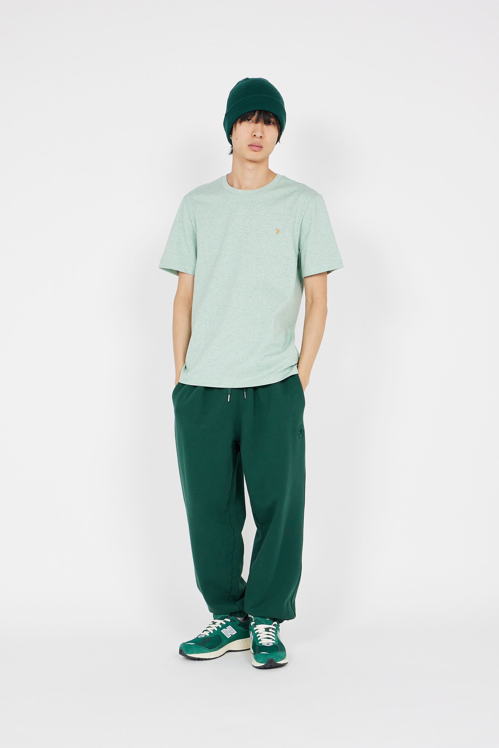 Regular-fit round-neck cotton T-shirt Green