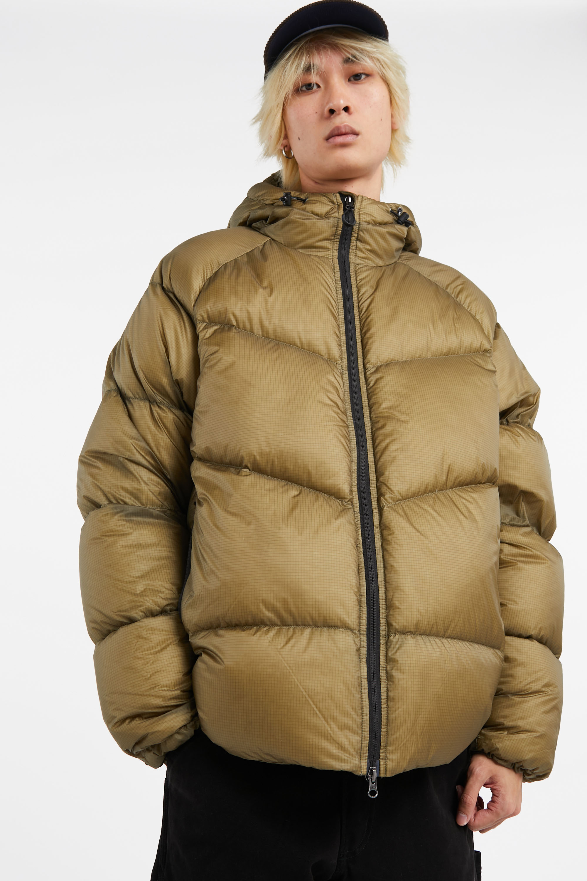 Lightweight quilted padded jacket with high neck Beige