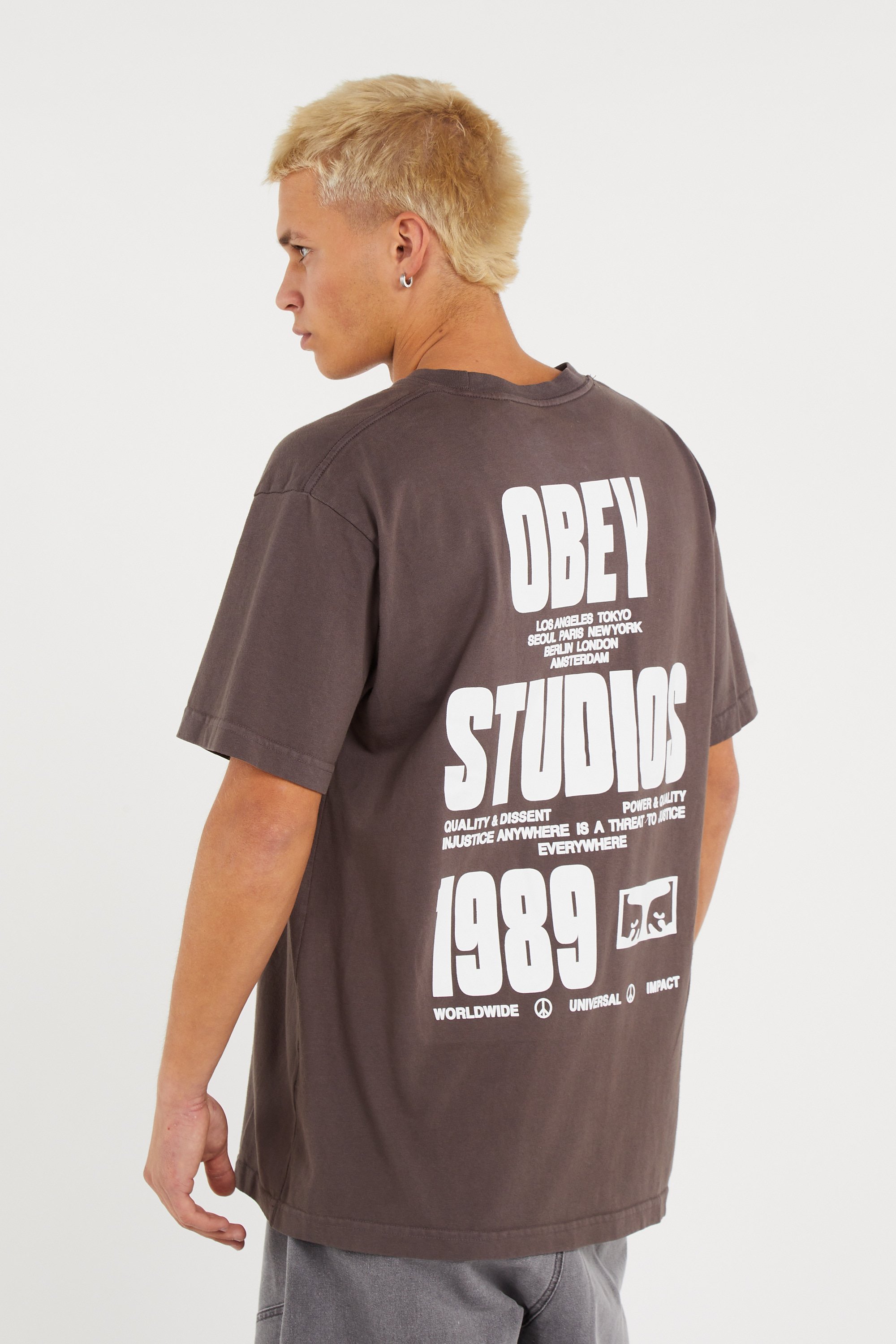 Regular-fit round-neck cotton T-shirt | Black OBEY Men