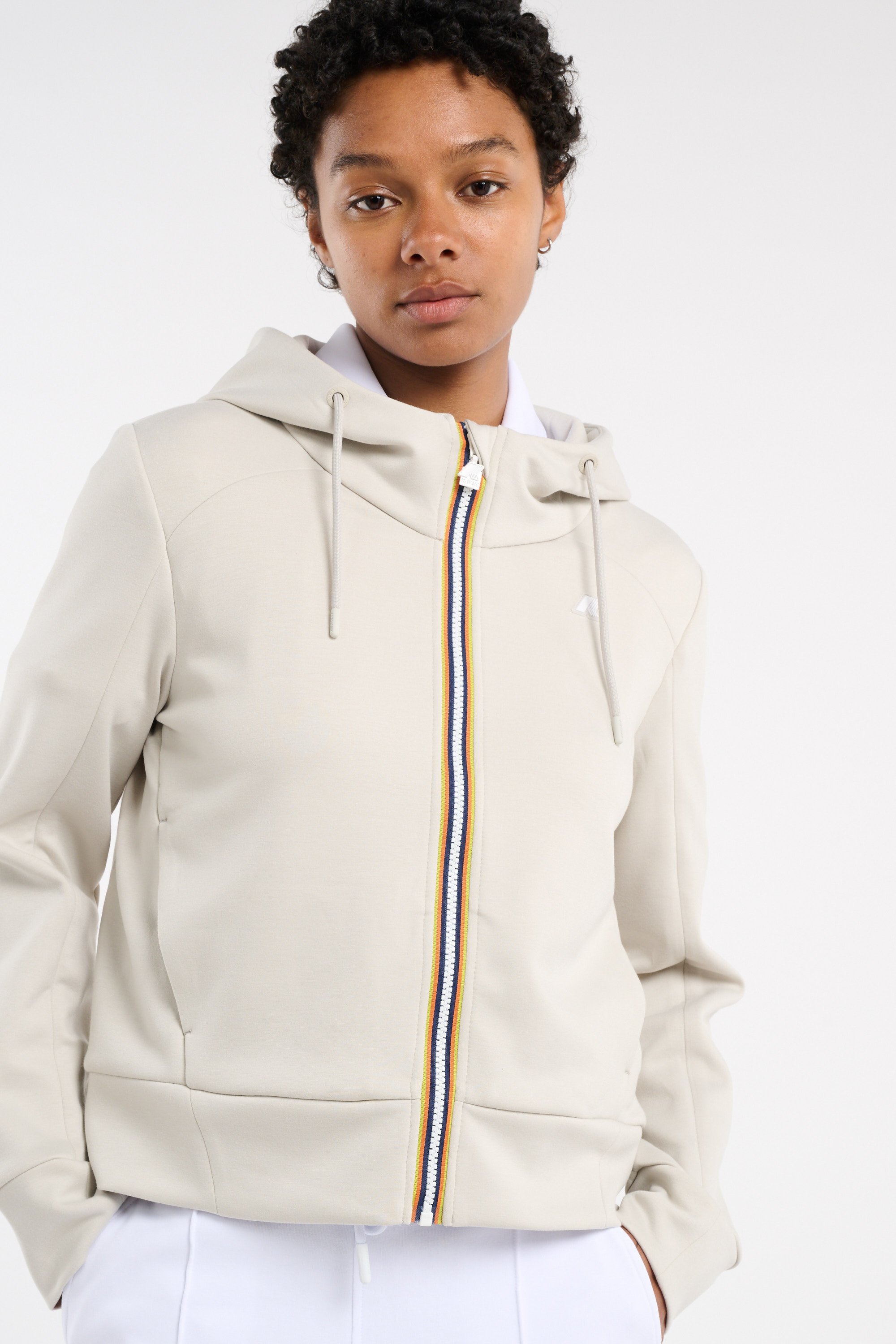 Hoodie zippée Beige
