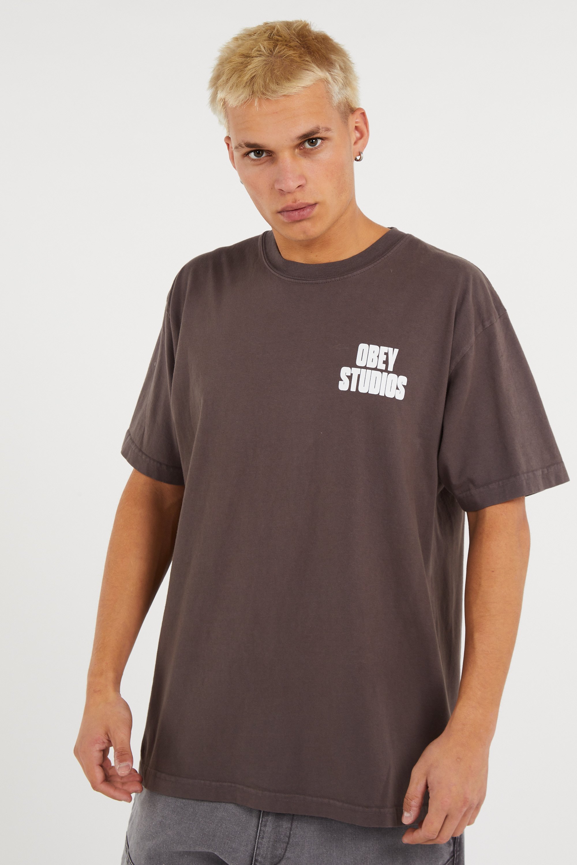Regular-fit round-neck cotton T-shirt | Black OBEY Men
