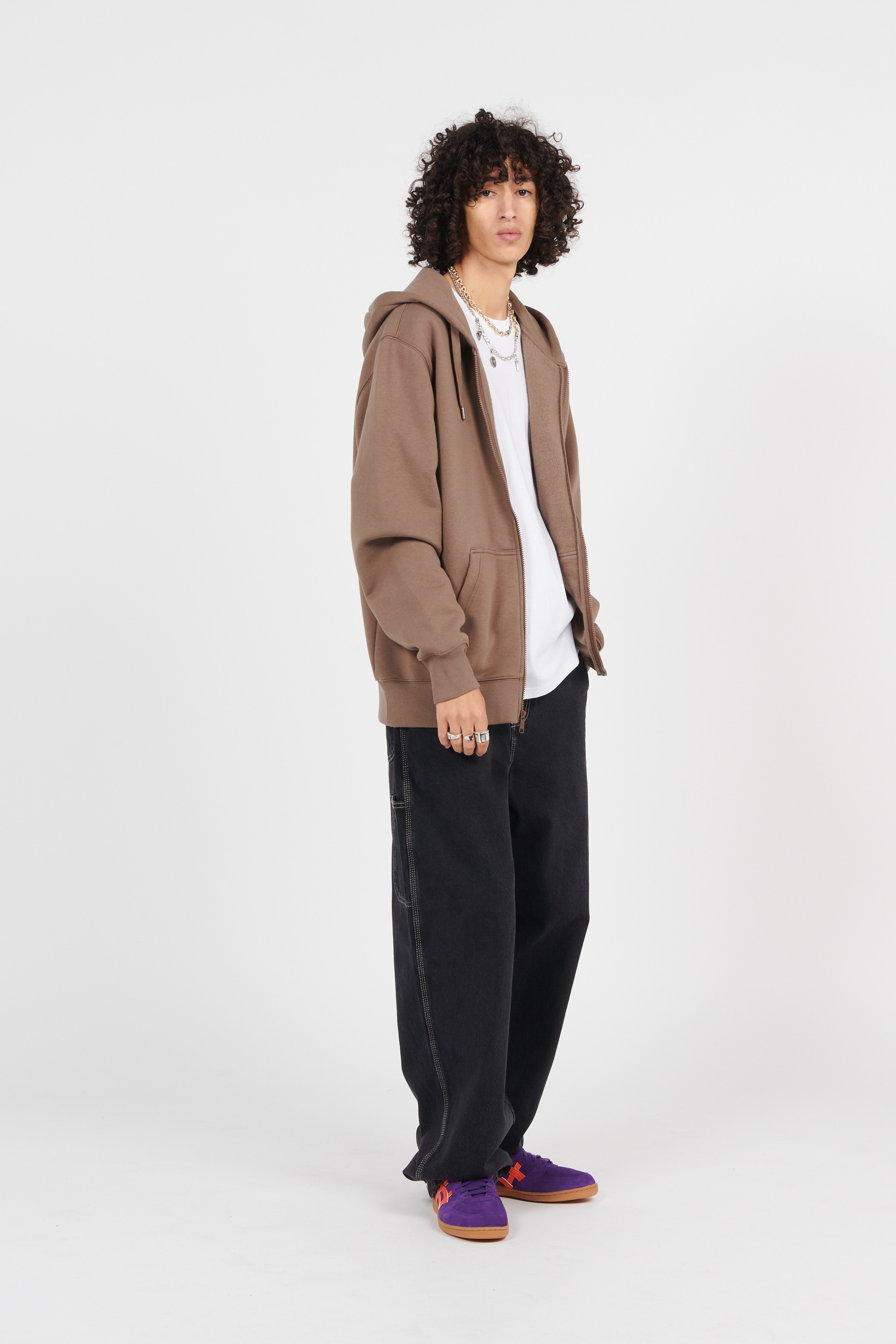 Hoodie zippé Marron