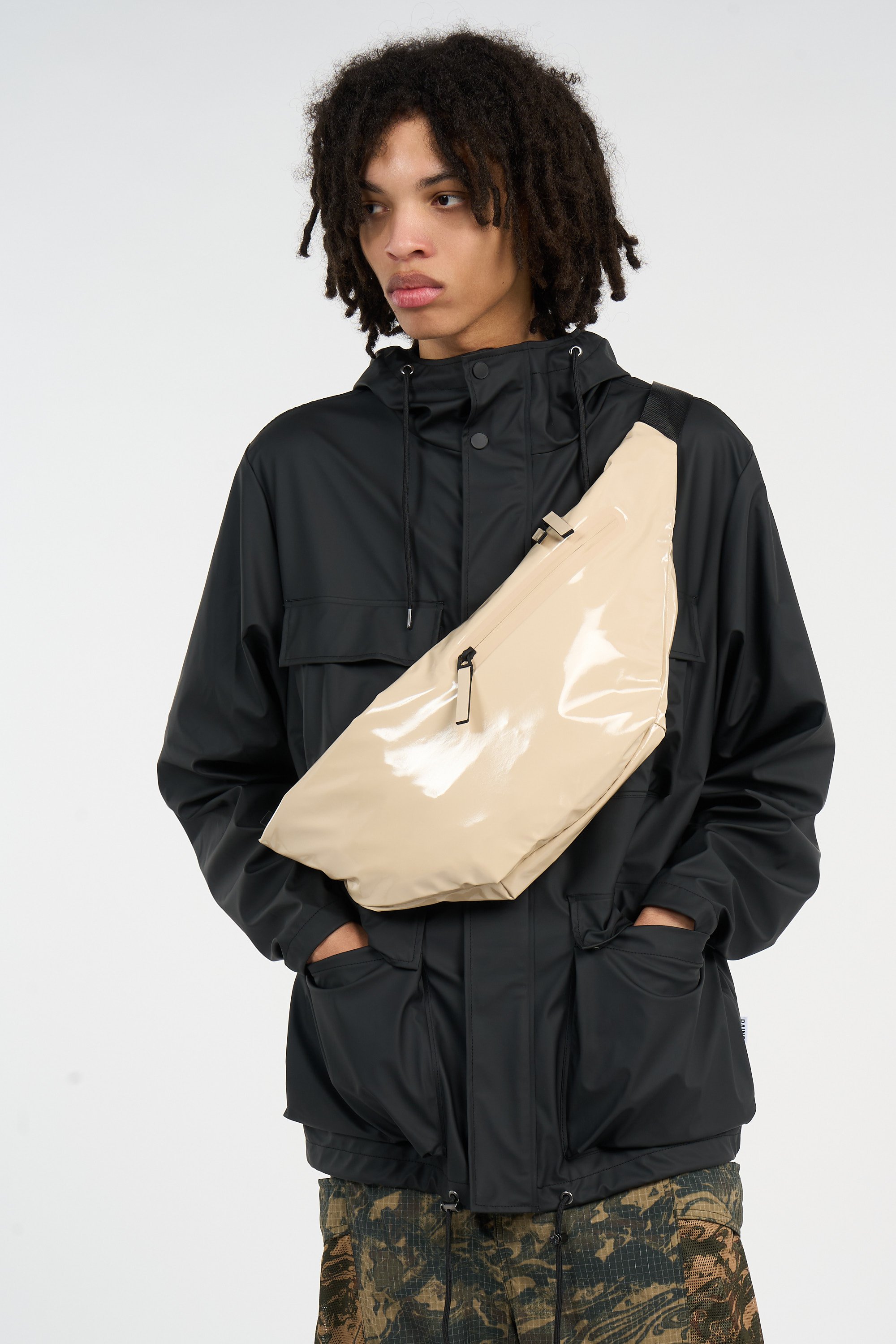 Canvas waist bag Beige