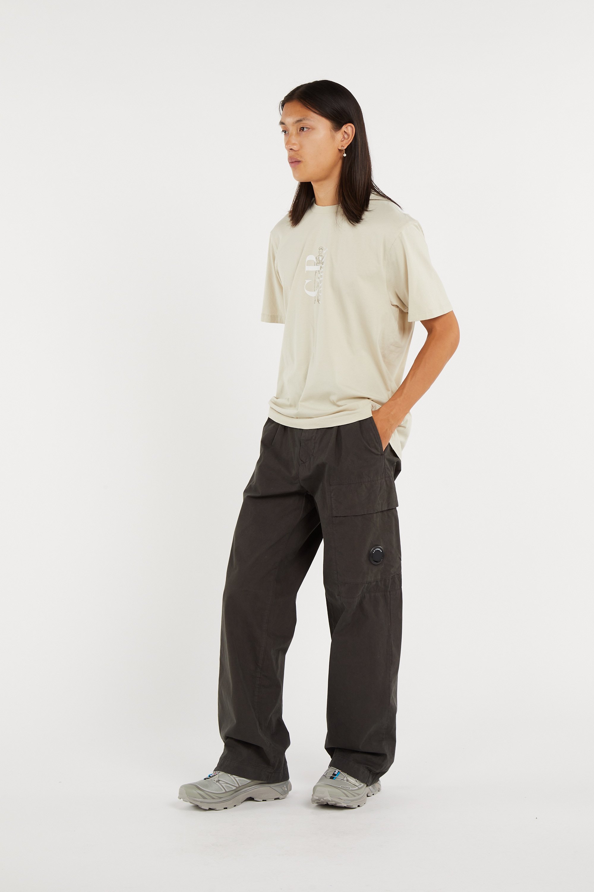 Regular-fit round-neck cotton T-shirt | Grey C.P. COMPANY Men