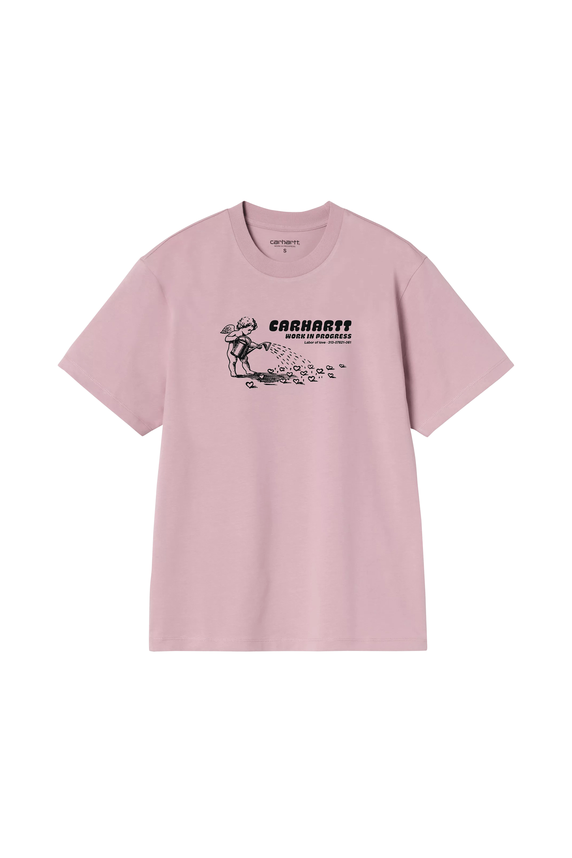 Round neck organic cotton t-shirt BUMPER Hortensia