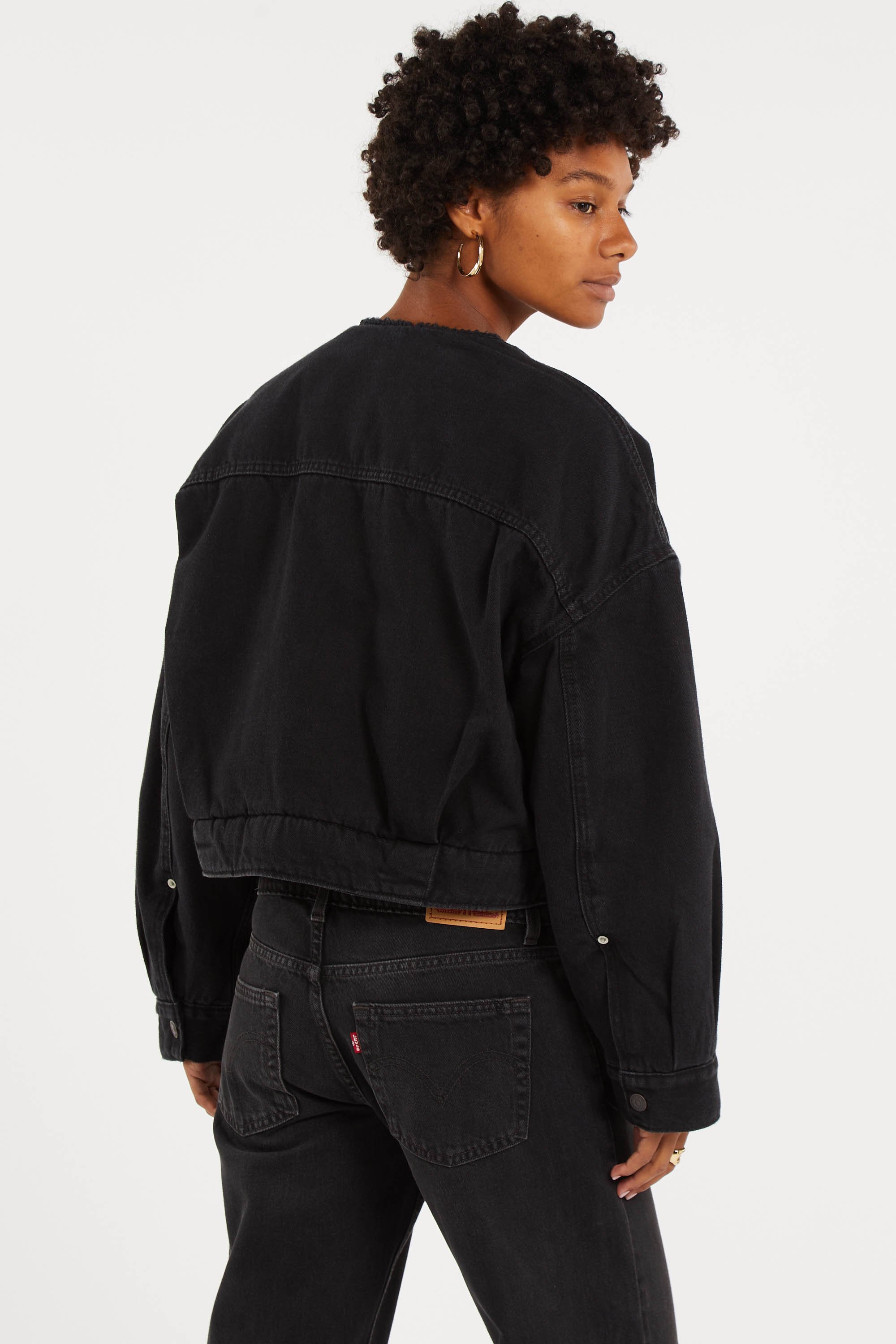 Straight-cut cotton jacket with classic collar | Black LEVI'S Women