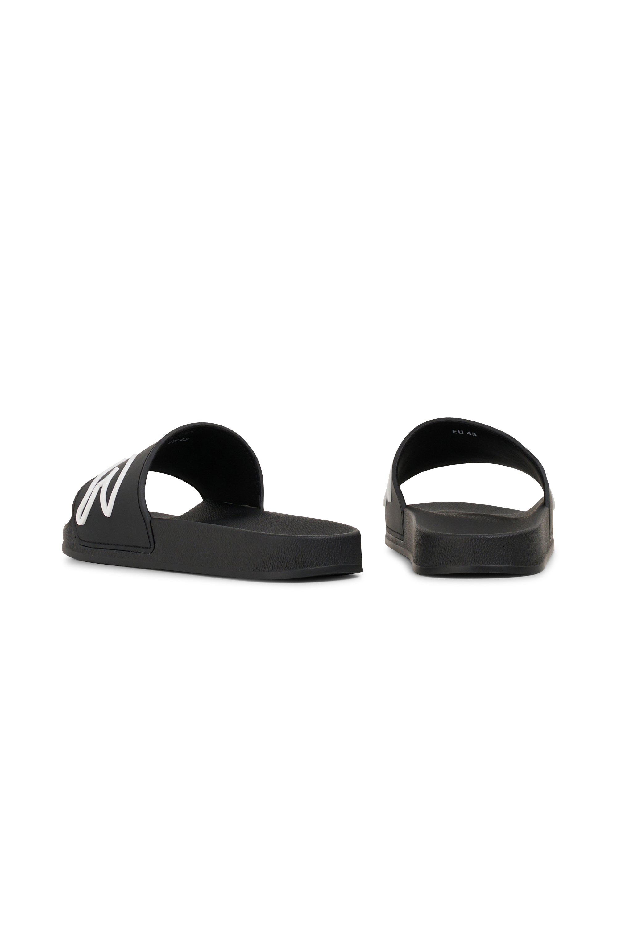 Flat furry sheepskin sandals Black