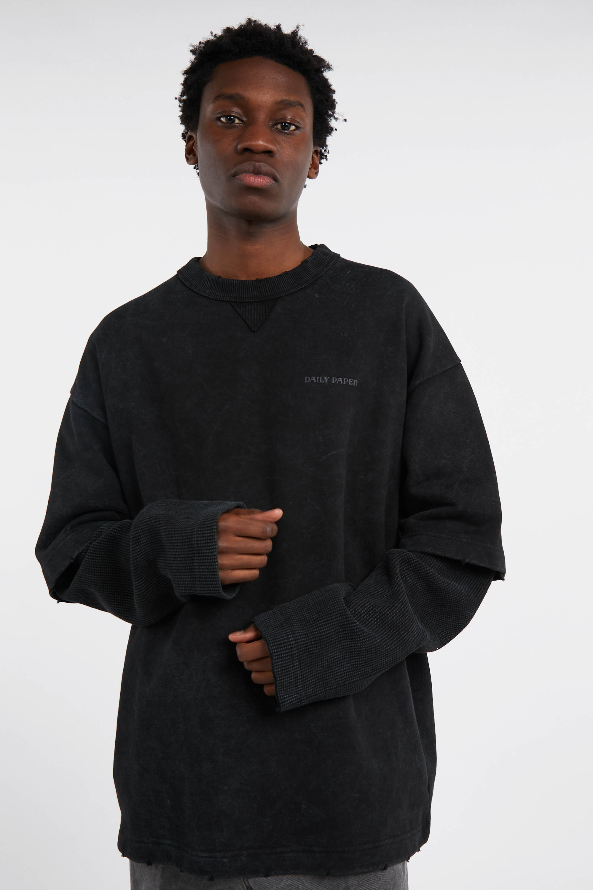 Regular-fit round-neck cotton T-shirt Black
