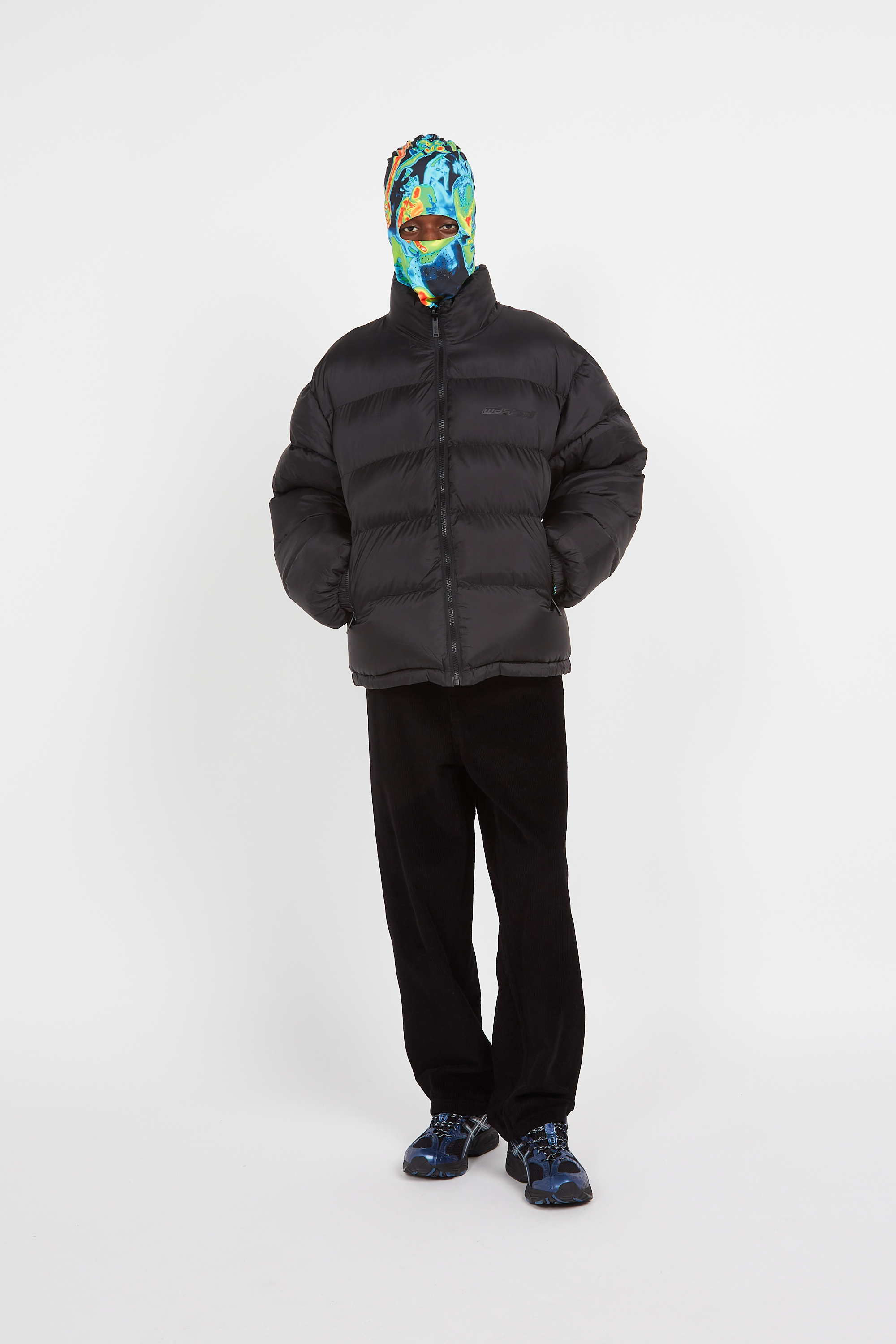 Lightweight quilted padded jacket with high neck Black
