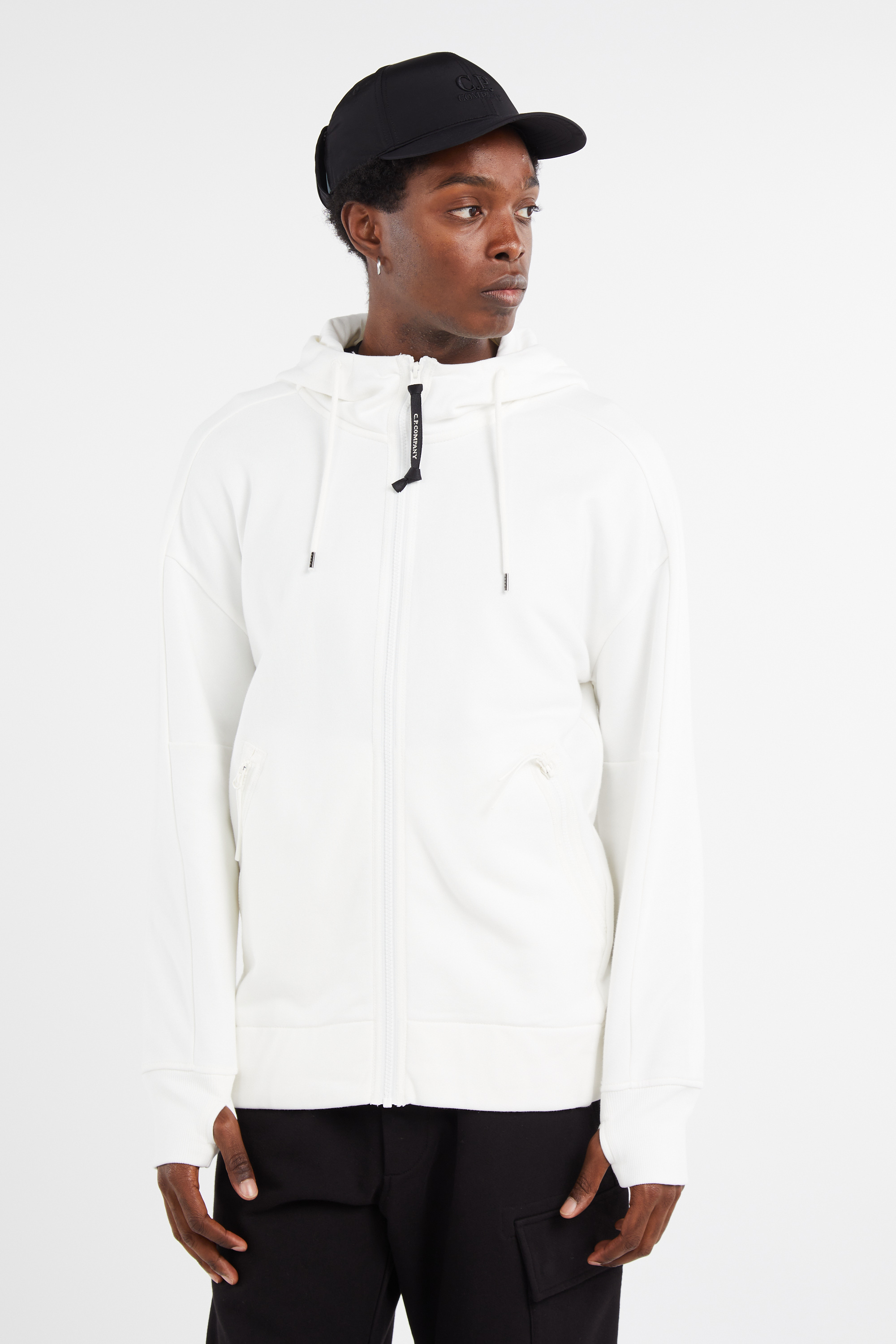 Hoodie zippé Blanc