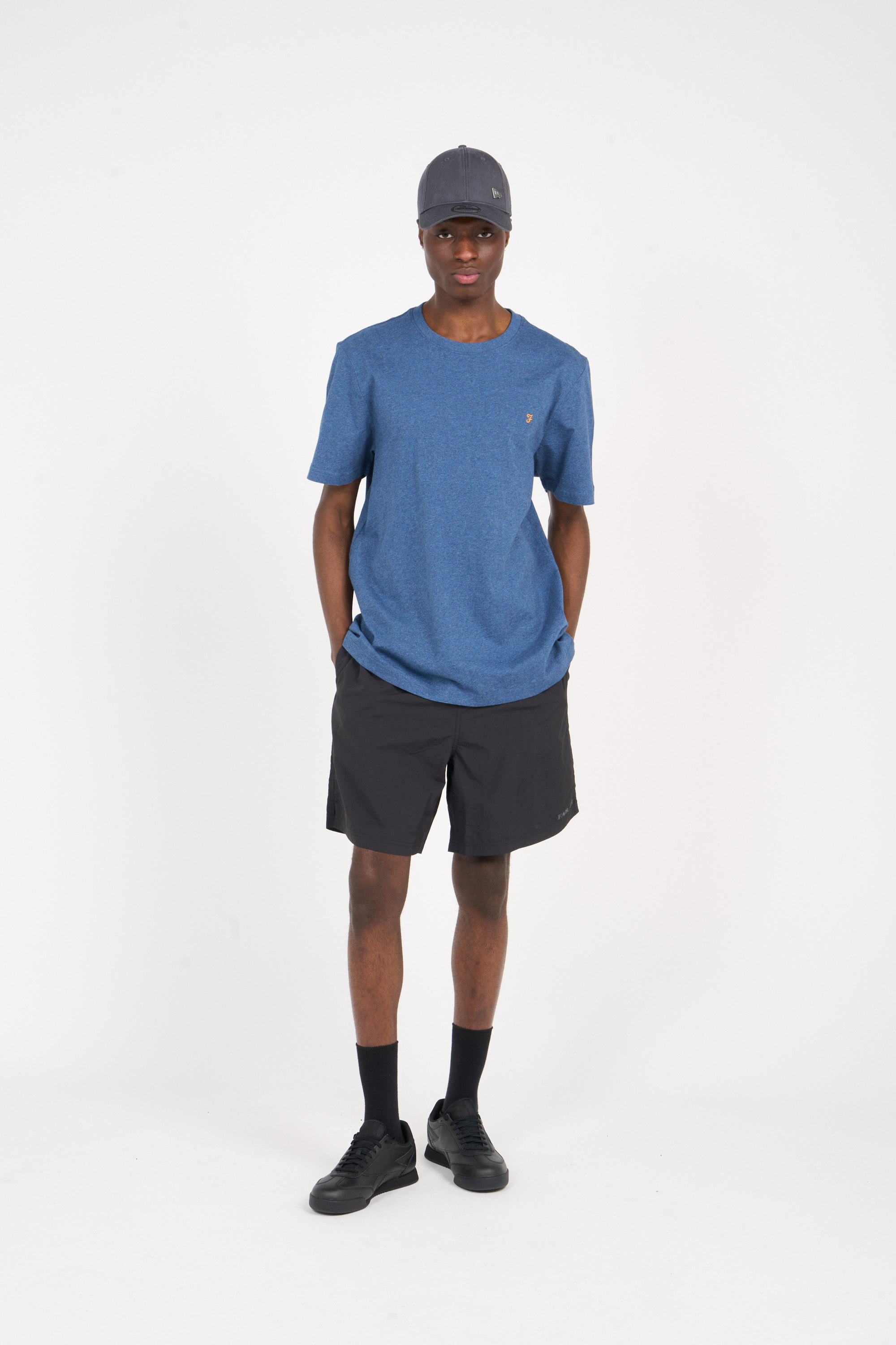 Regular-fit round-neck cotton T-shirt Blue