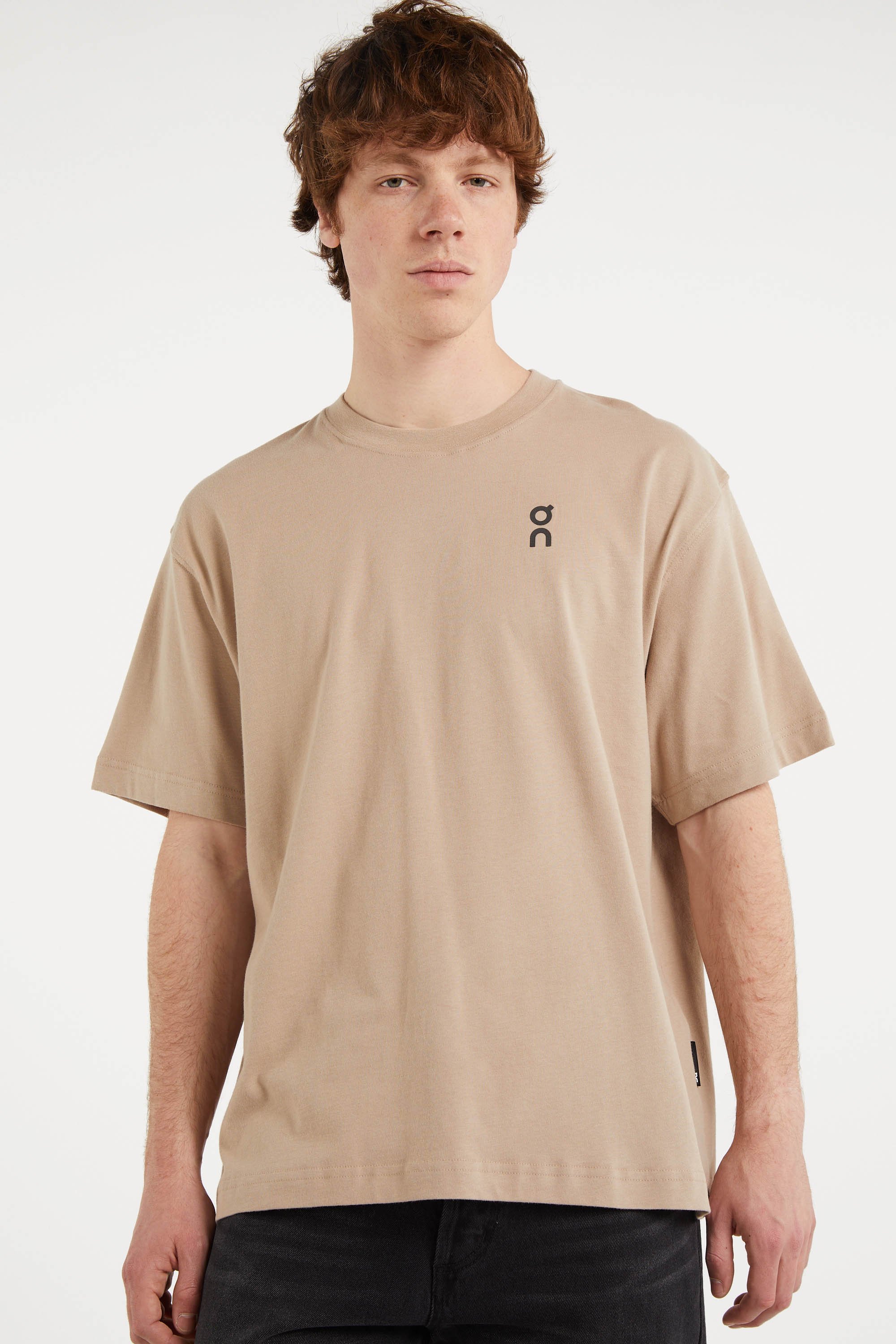 Regular-fit round-neck cotton T-shirt Brown