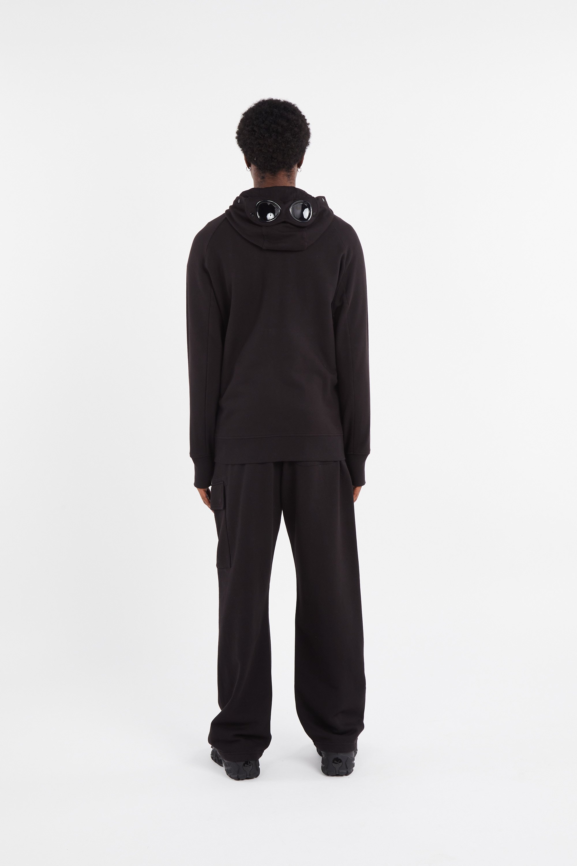 Regular-fit zip-up cotton-blend hoodie with Pony Player | Black by C.P. COMPANY Regular-fit zip-up cotton-blend hoodie with Pony Player Black