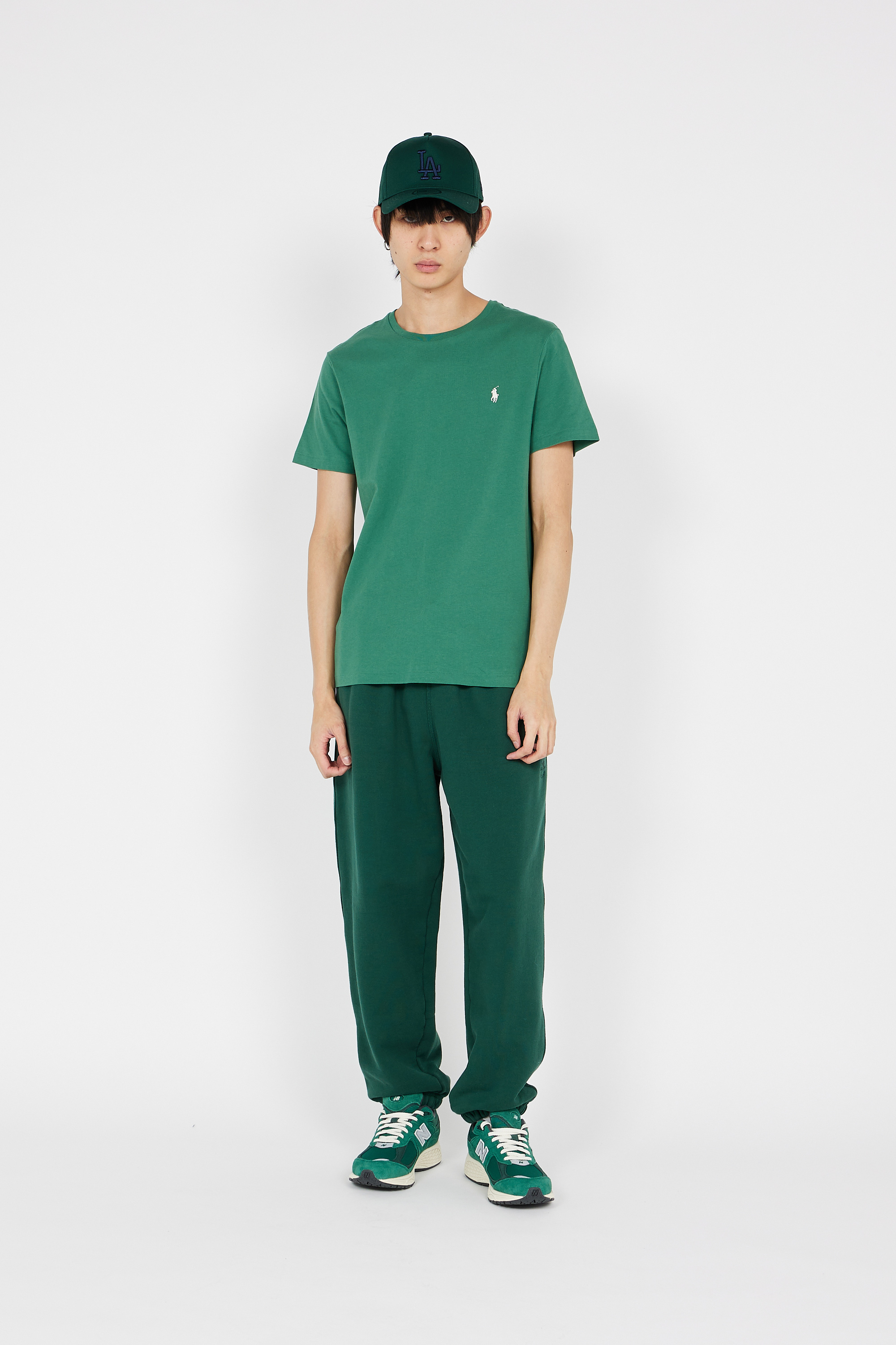 Regular-fit round-neck cotton T-shirt Green