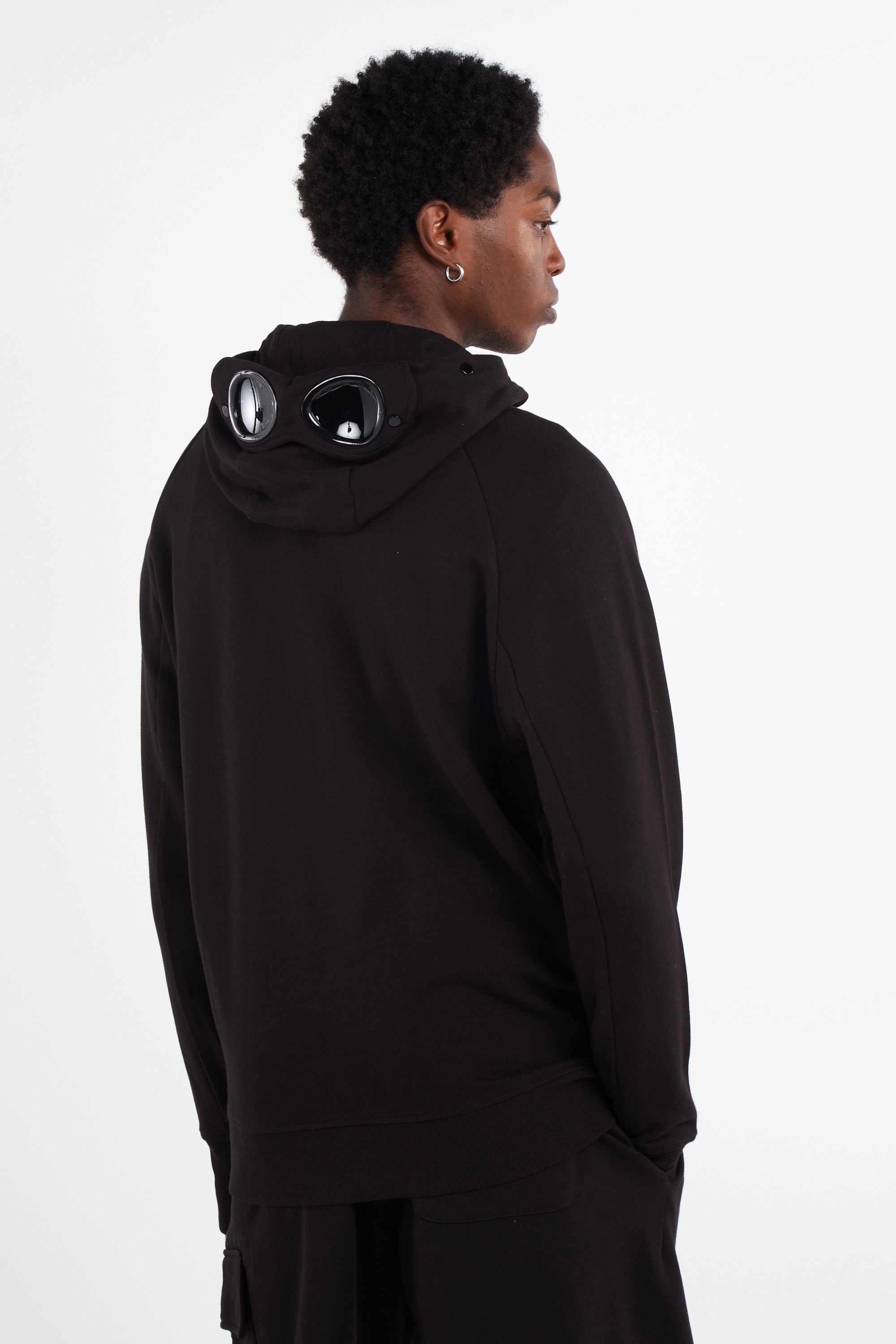 Regular-fit zip-up cotton-blend hoodie with Pony Player | Black by C.P. COMPANY Regular-fit zip-up cotton-blend hoodie with Pony Player Black