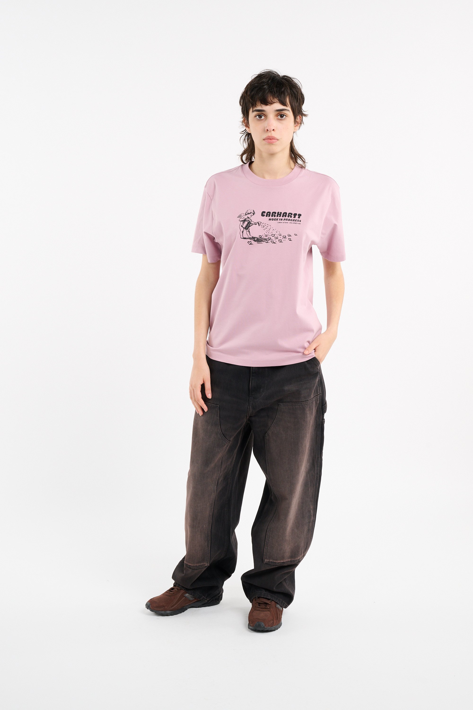 Tee-shirt col rond en coton bio CARHARTT WIP Rose
