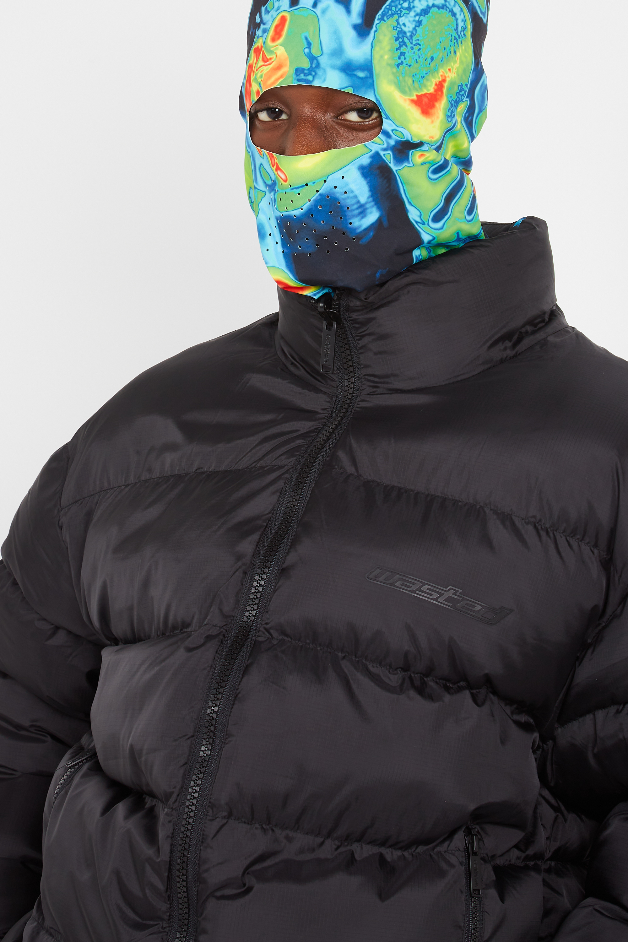 Lightweight quilted padded jacket with high neck Black