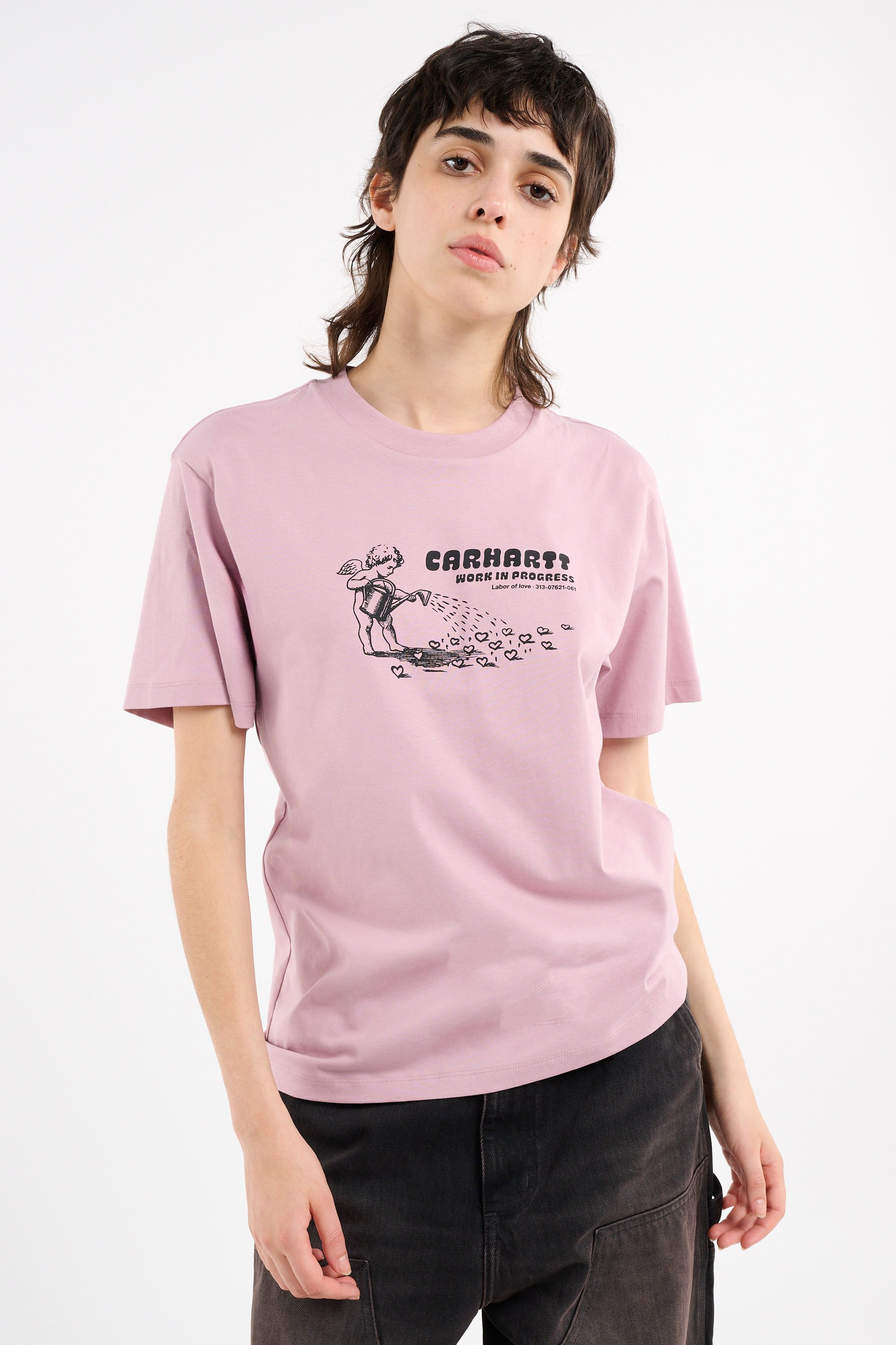Round neck organic cotton t-shirt | Pink CARHARTT WIP Women