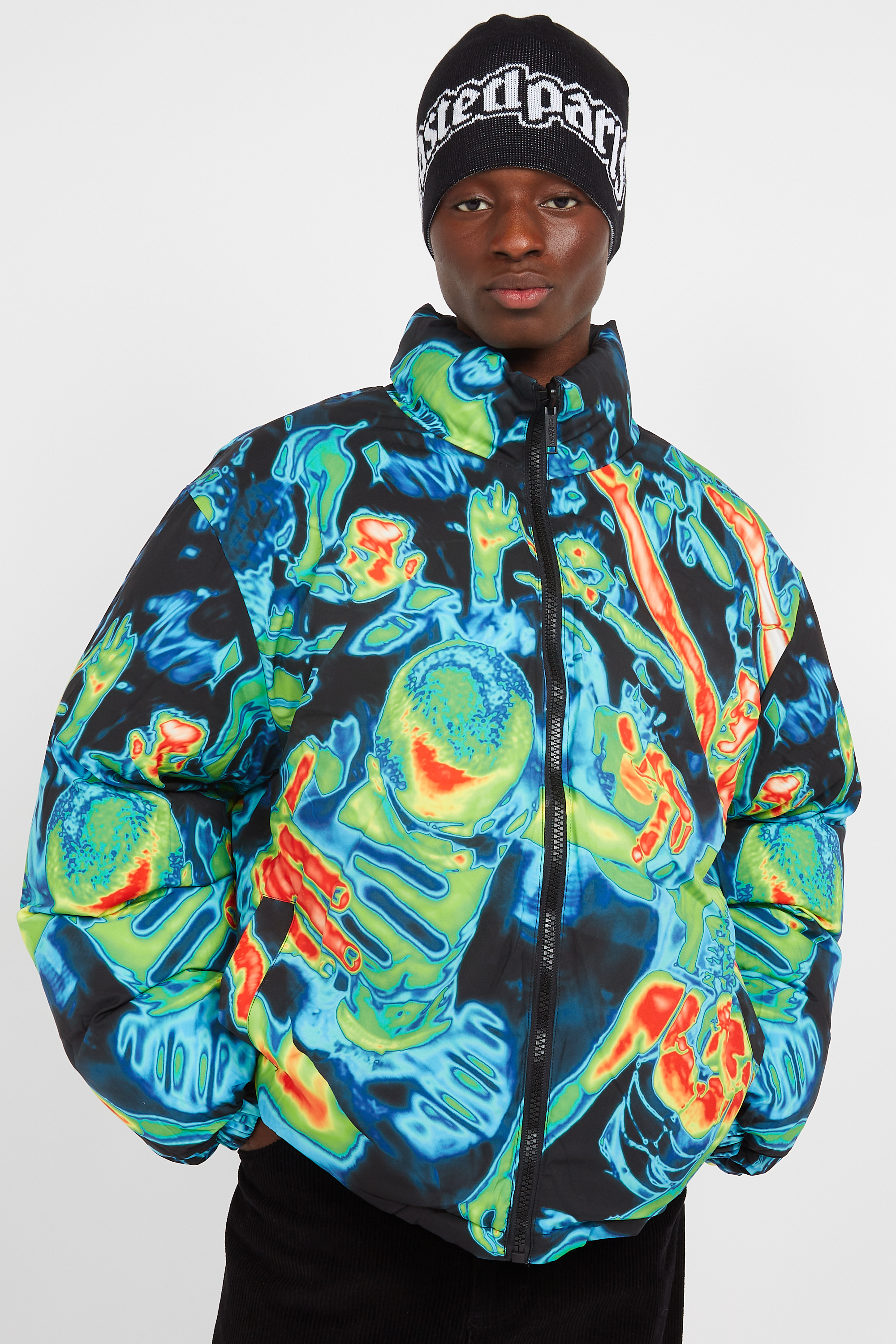 Lightweight quilted padded jacket with high neck Black