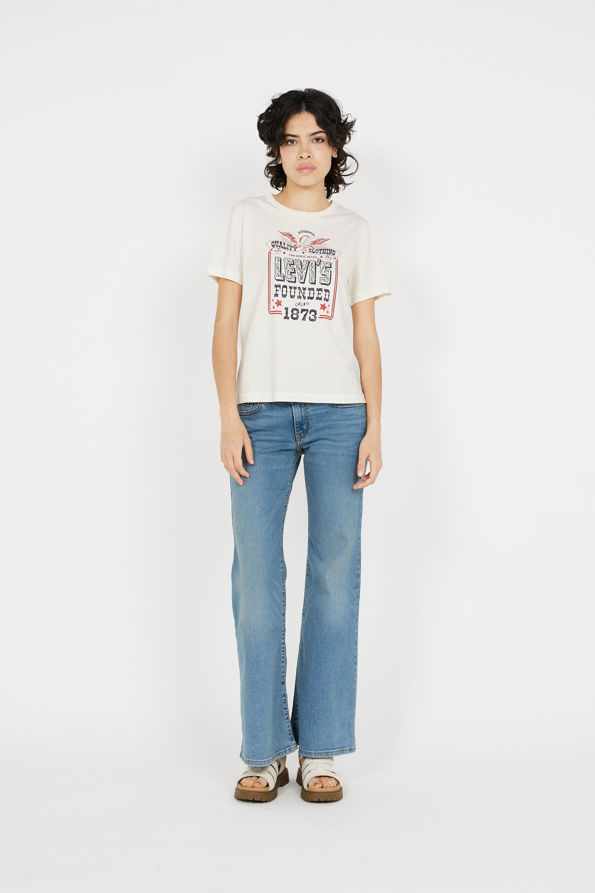 Regular-fit round-neck cotton T-shirt Beige