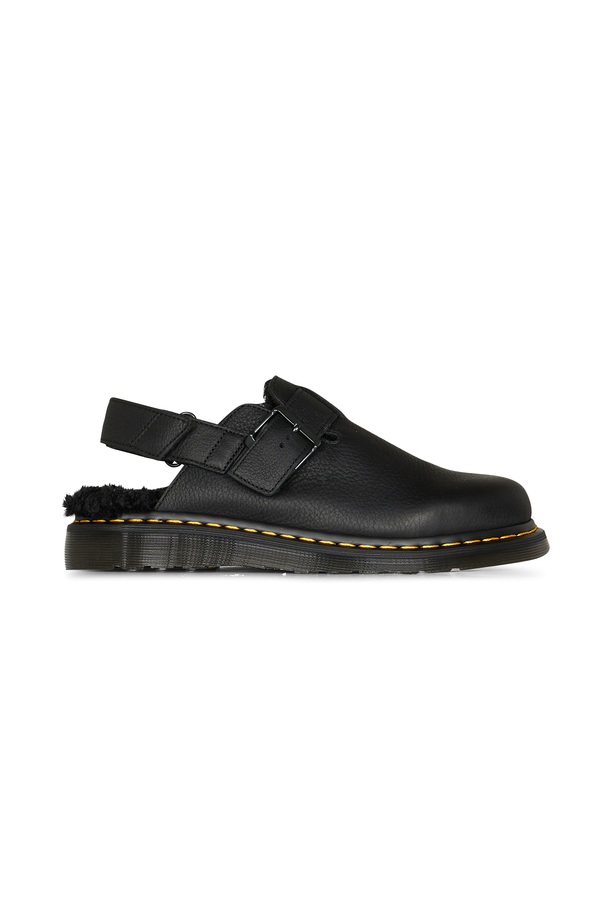 Flat furry sheepskin sandals Black