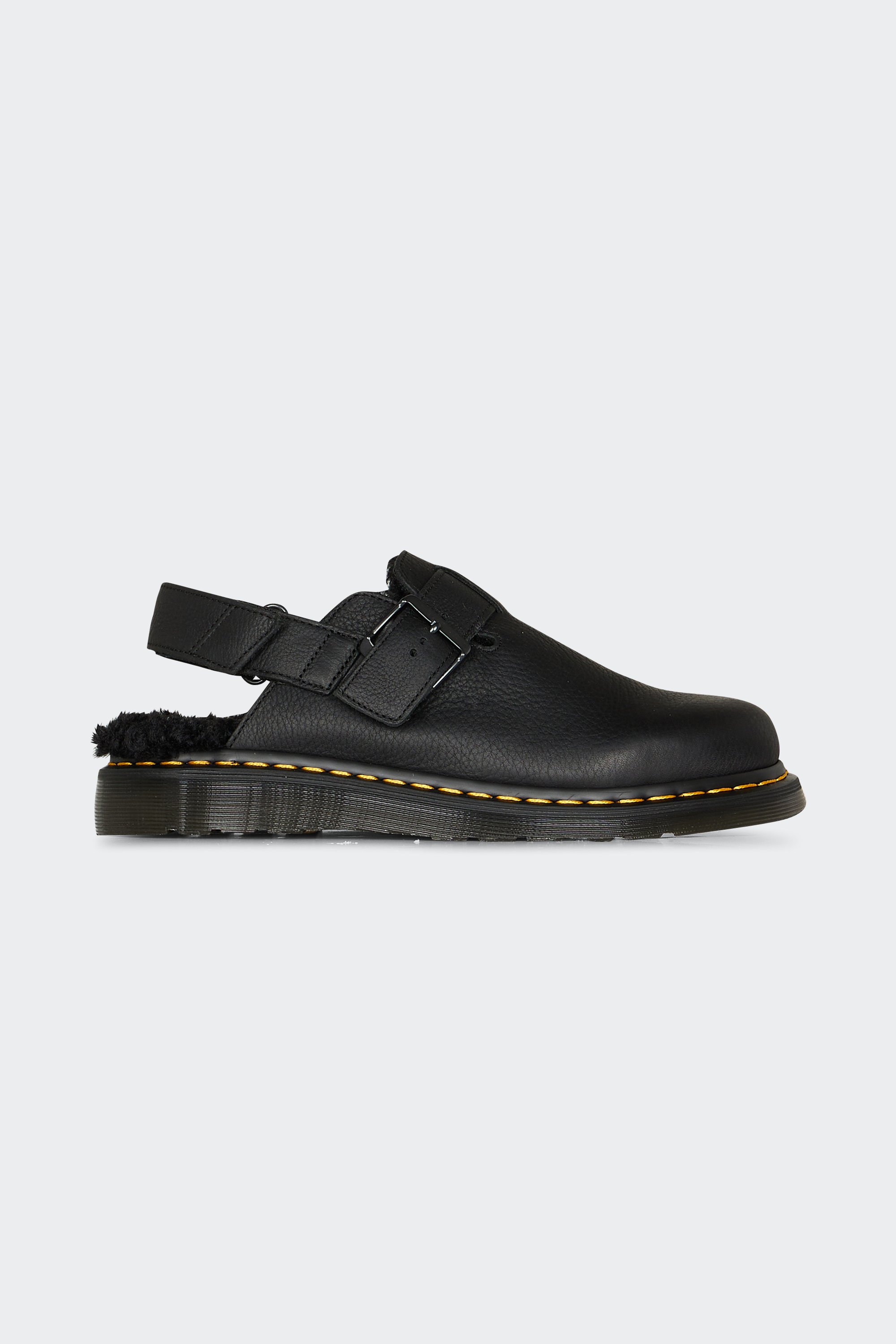 Flat furry sheepskin sandals | Black by DR. MARTENS Flat furry sheepskin sandals Black