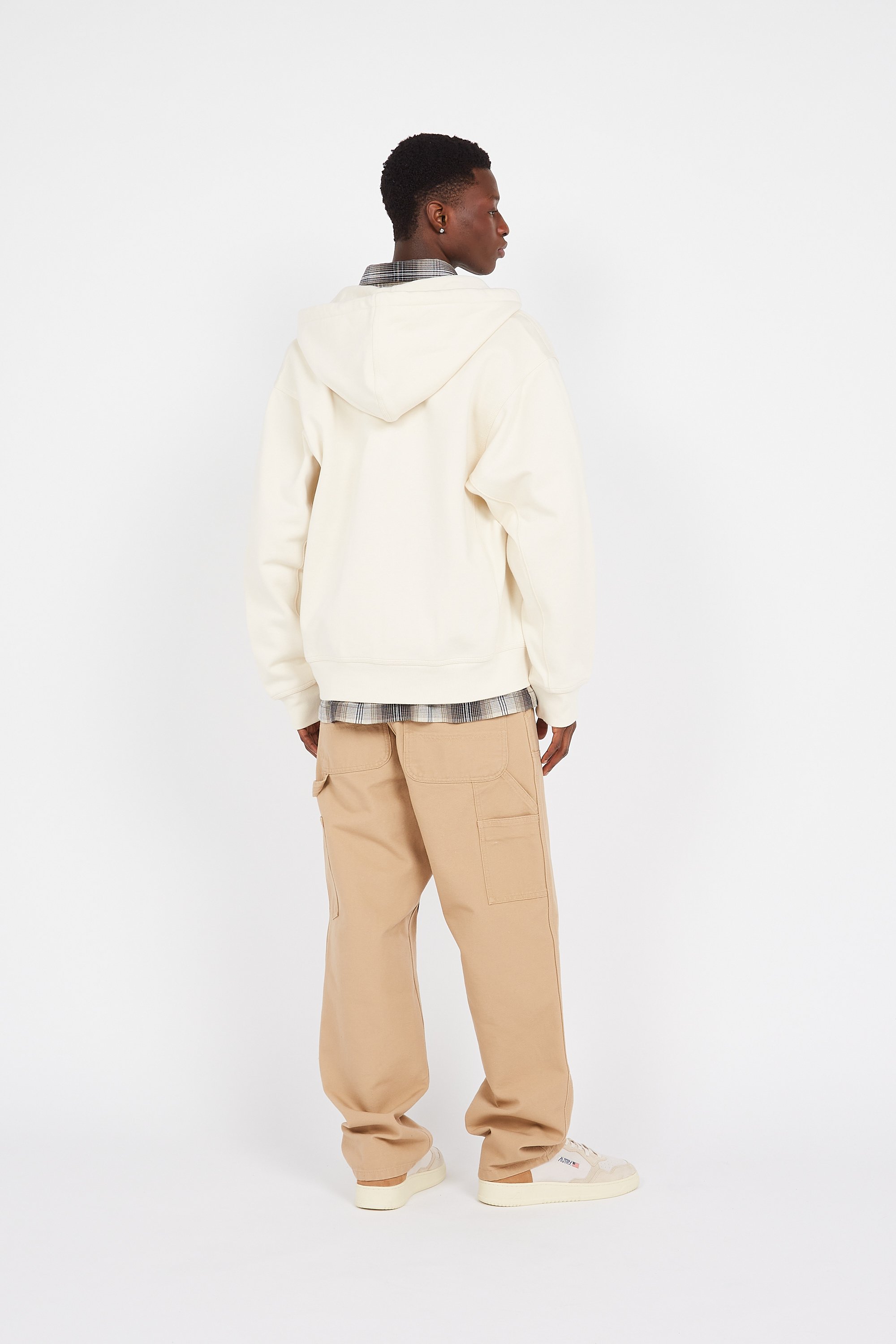 Zippered hoodie Beige