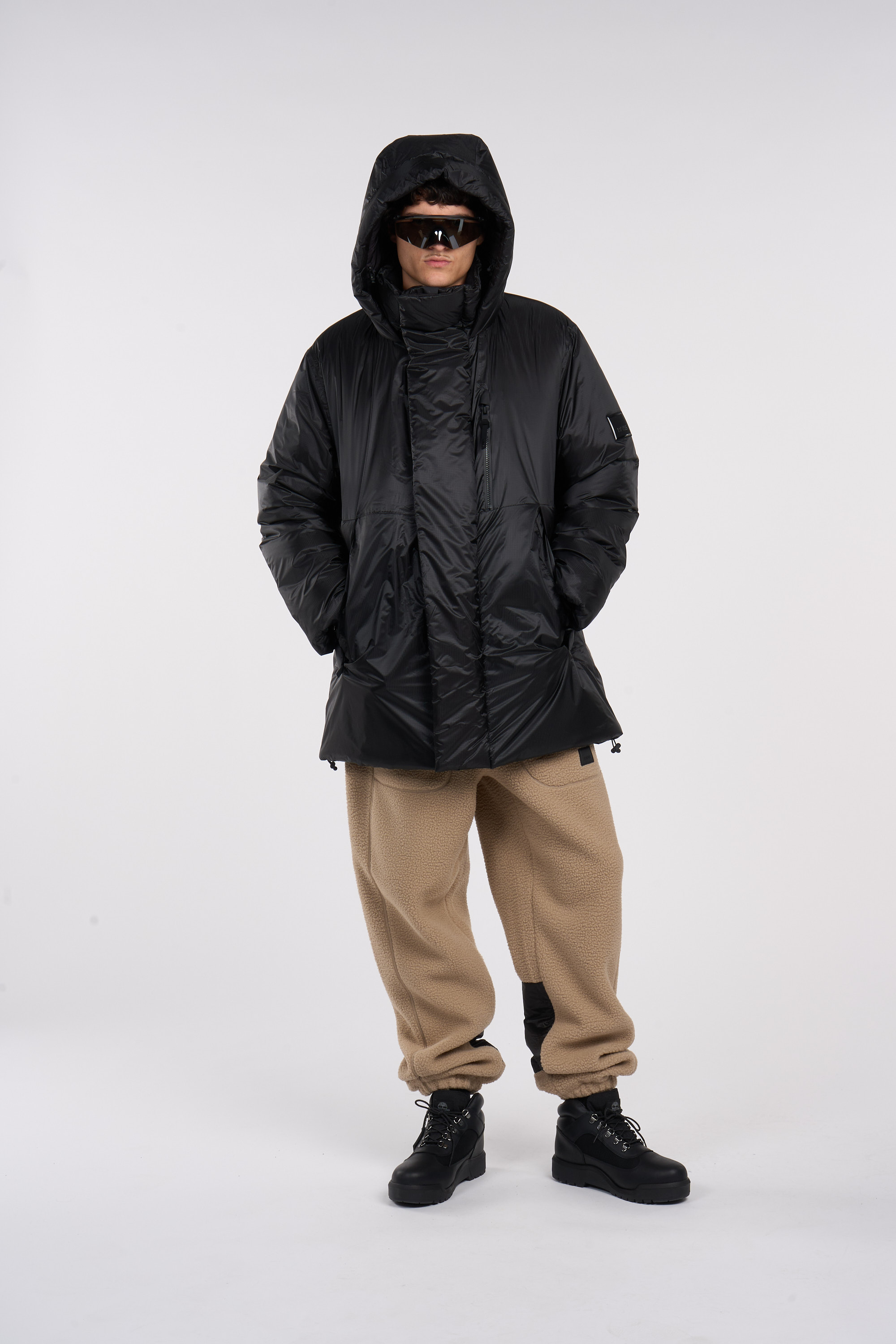 Lightweight quilted padded jacket with high neck Black
