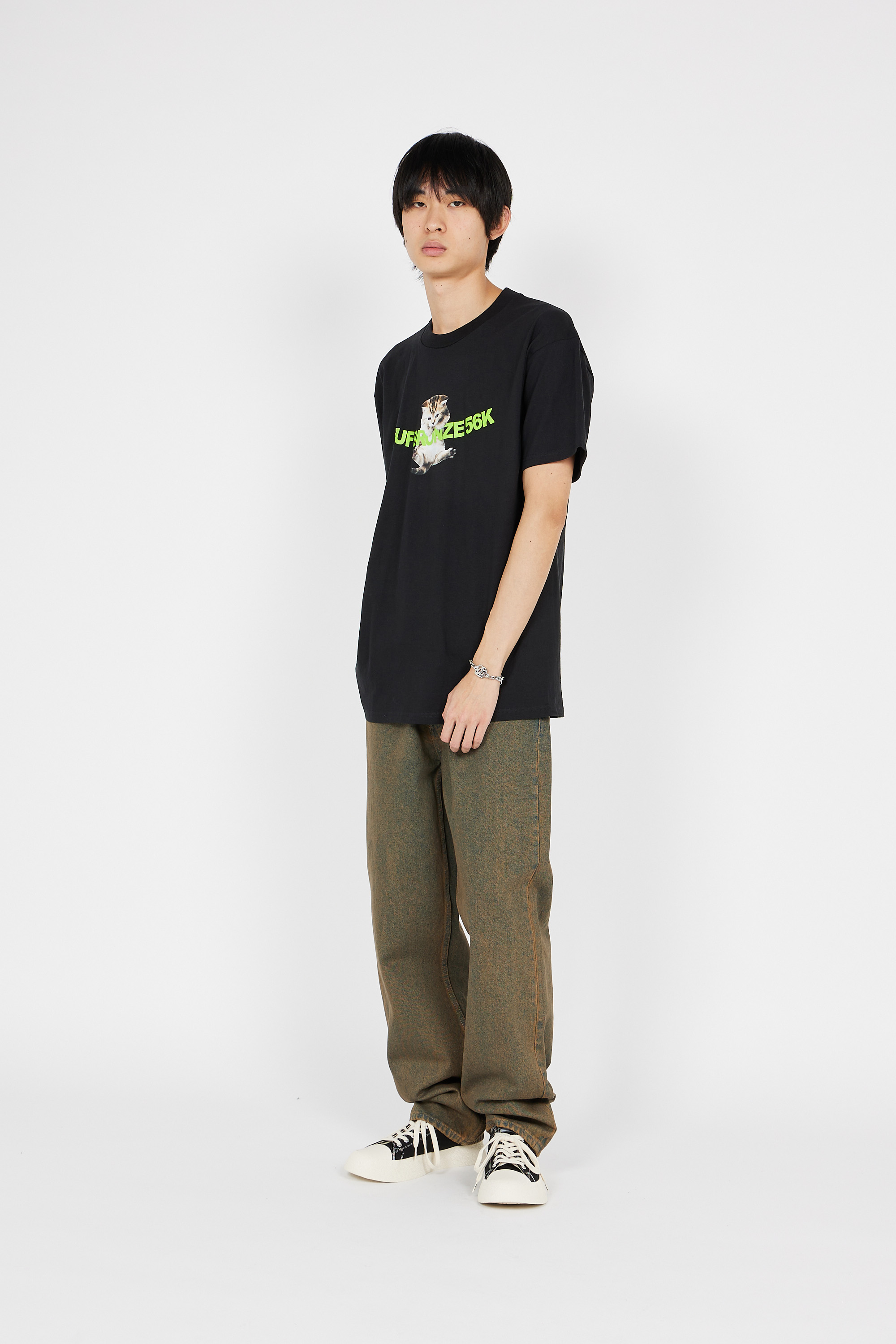 Regular-fit round-neck cotton T-shirt Black