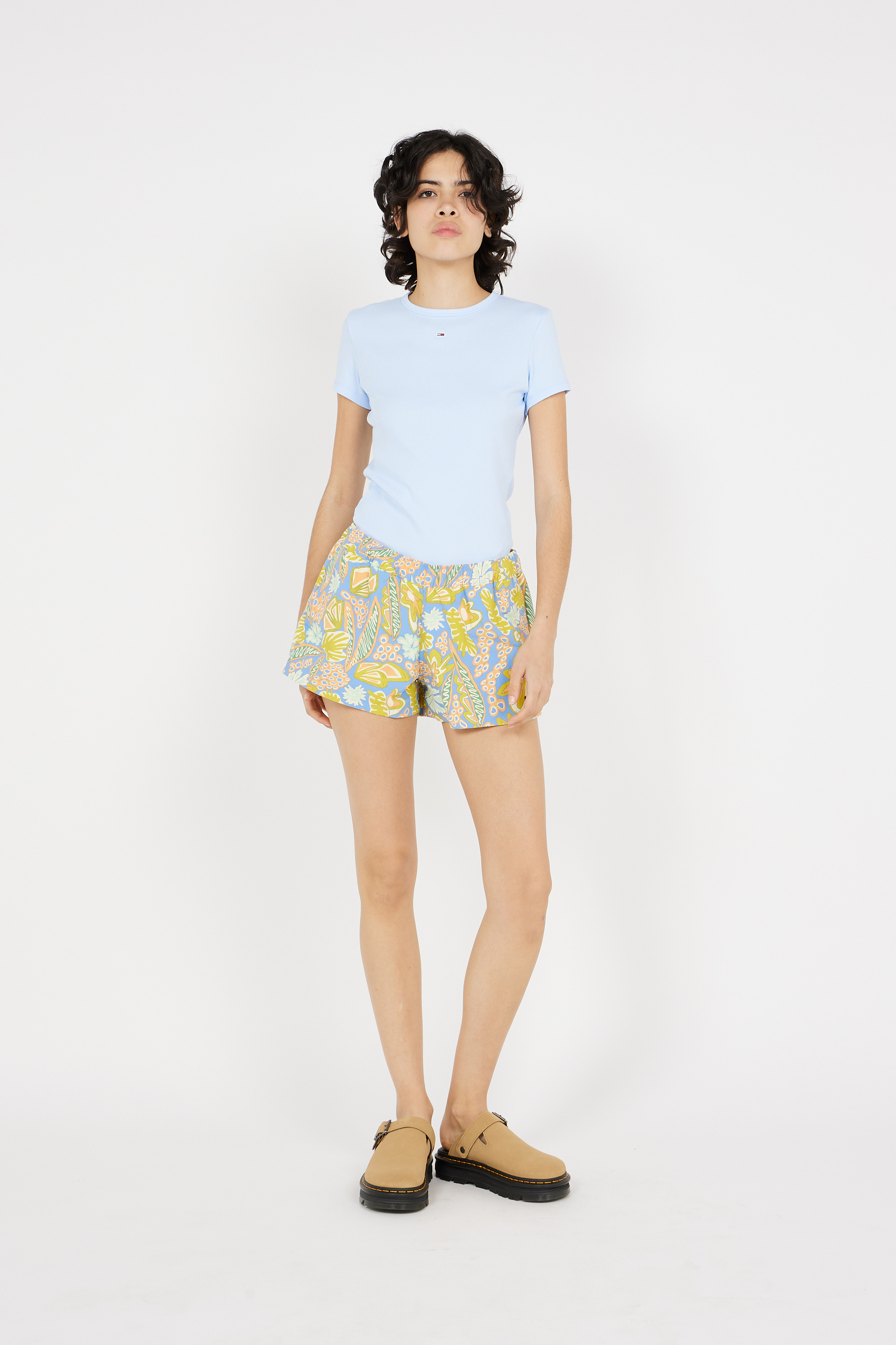 Regular-fit round-neck cotton T-shirt Blue
